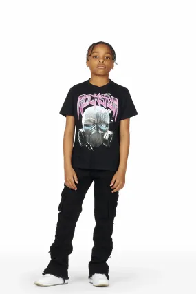 Boys Paco Black T-Shirt/Stacked Flare Cargo Jean