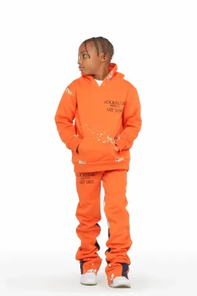 Boys Palmer Orange Hoodie Super Stacked Flare Track Set