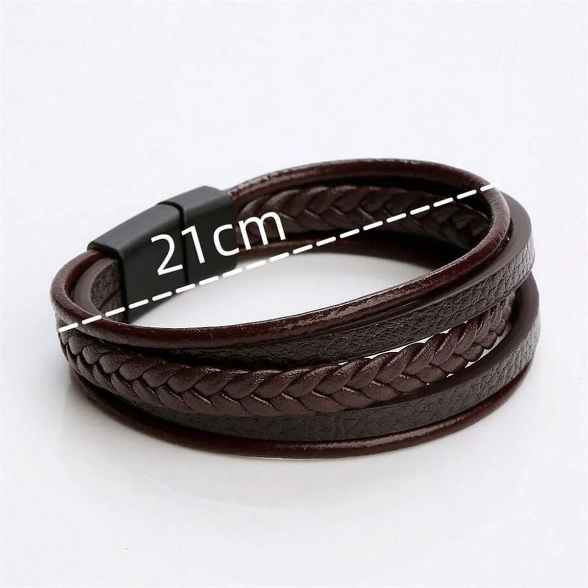 Braided Multi-Layer Brown Leather Wrist Wrap Band Bracelet