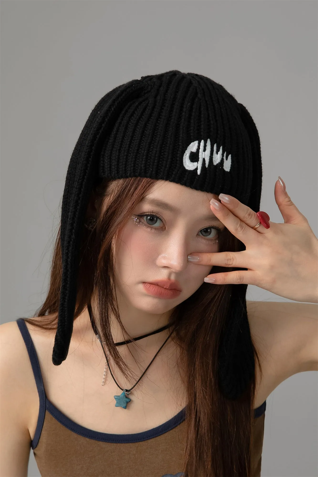 Bunny Ears Ribbed Beanie