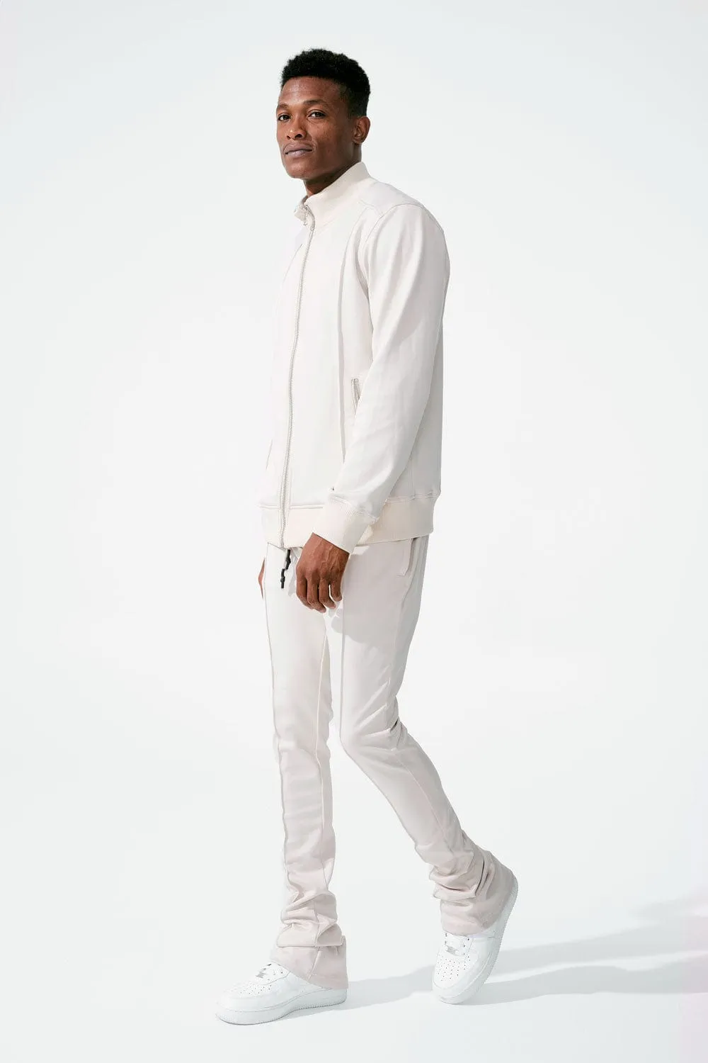 Calabria Stacked Track Pants (Cream)