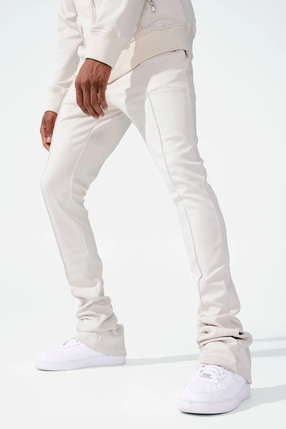 Calabria Stacked Track Pants (Cream)