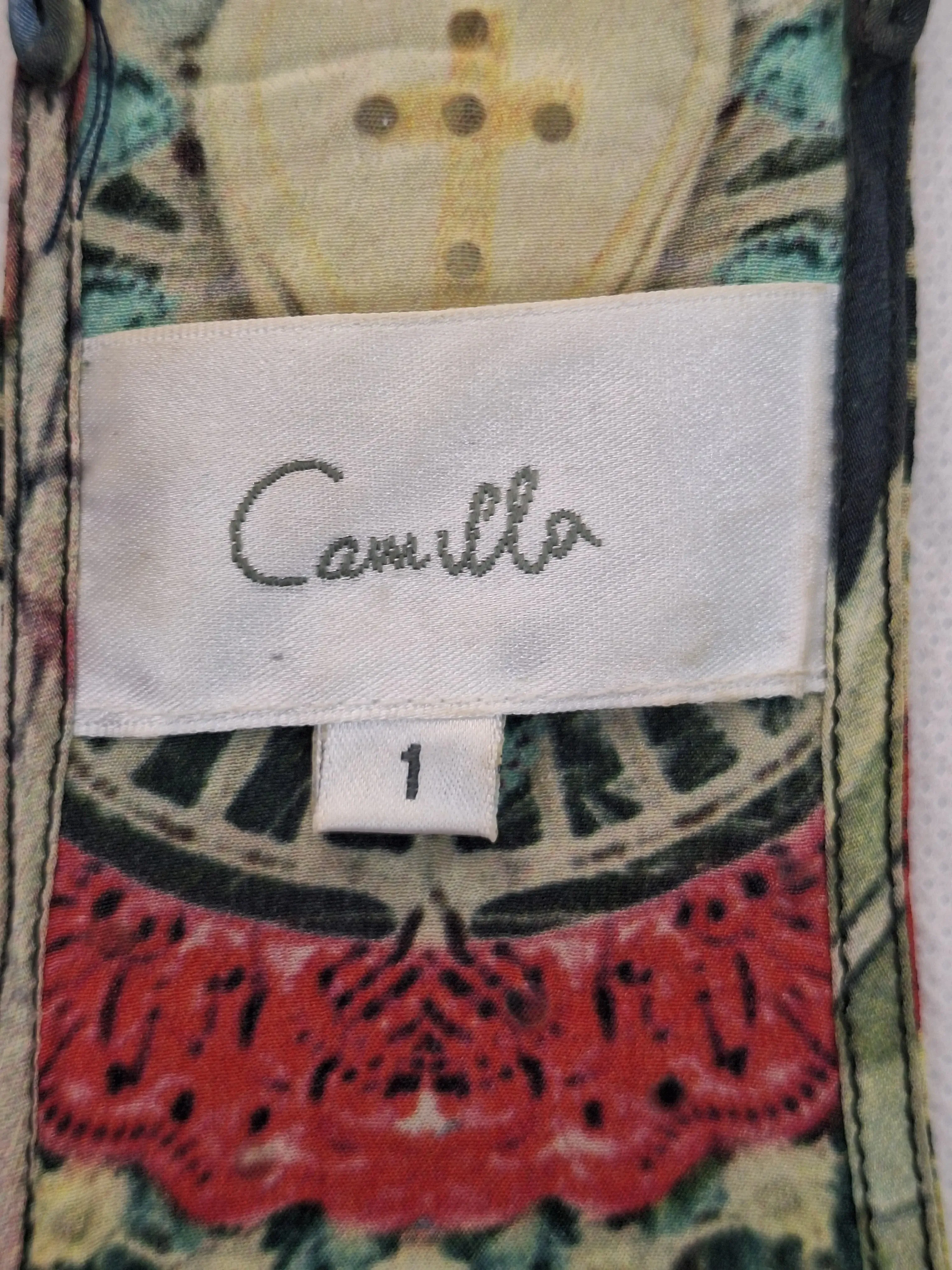 Camilla T Back Shoestring Embellished Silk Top Size 10