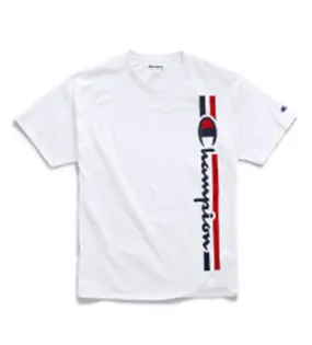 Champion Men's Classic Jersey Tee, Vertical Logo White