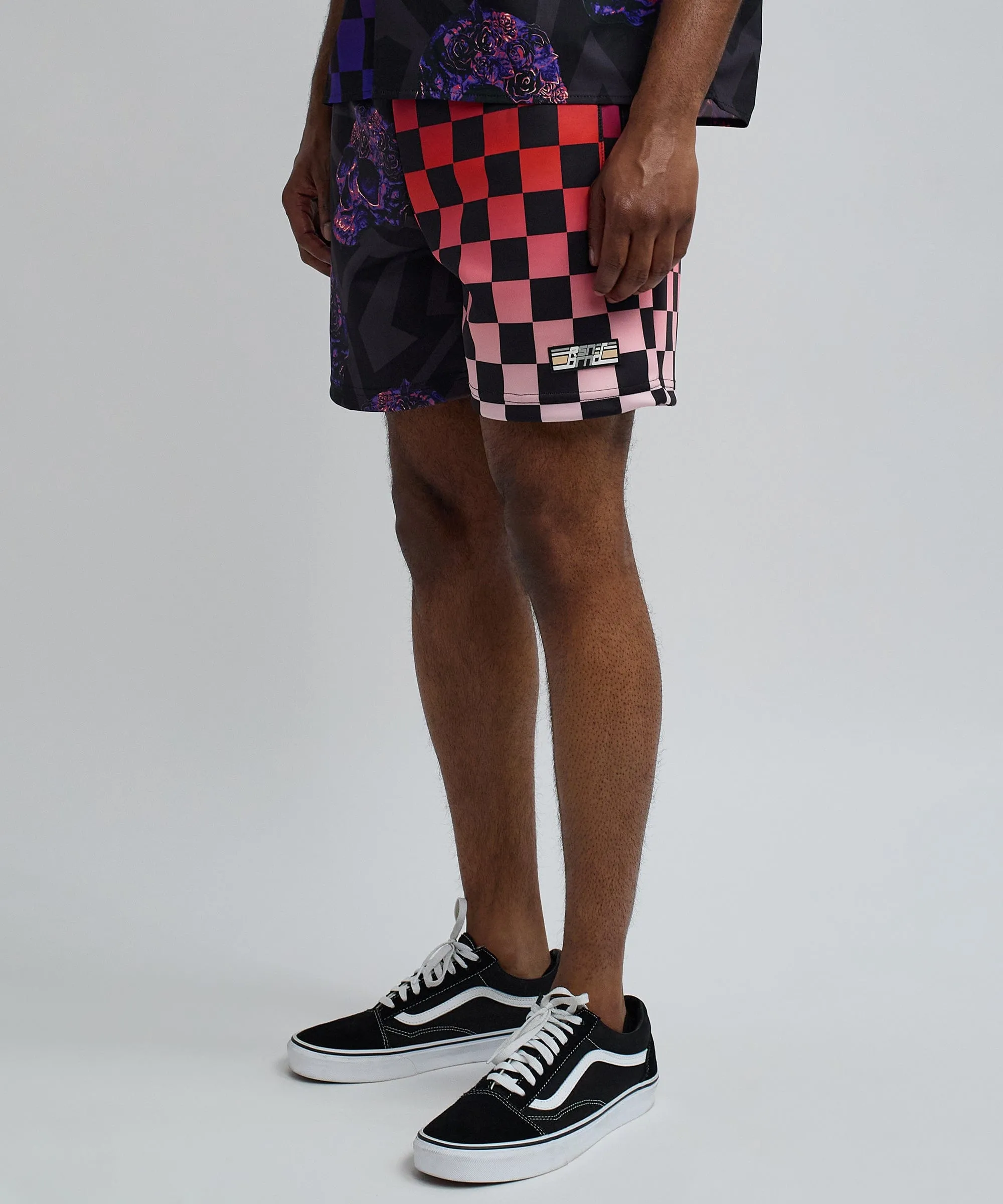 Checkers And Skulls Split Shorts