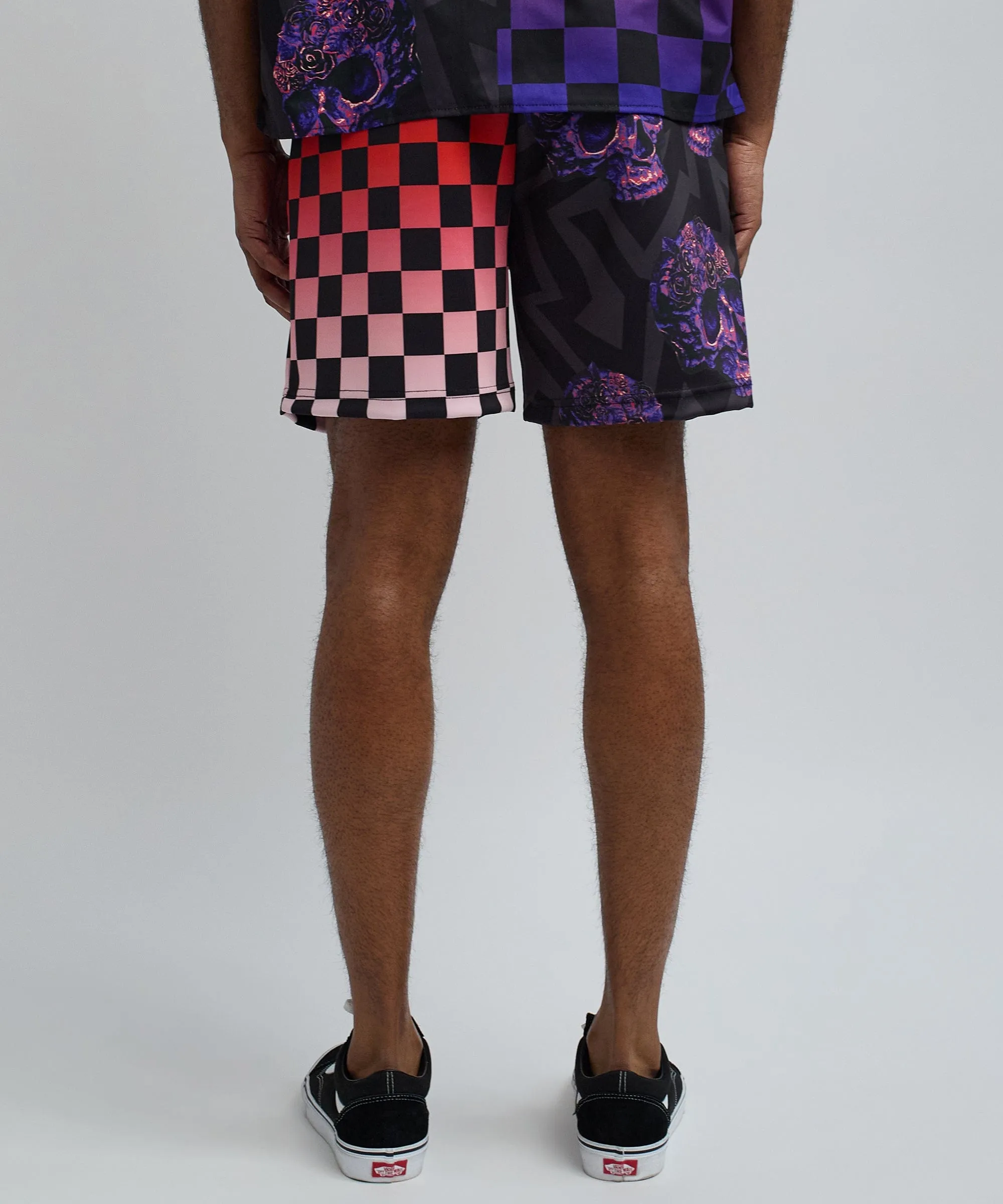 Checkers And Skulls Split Shorts