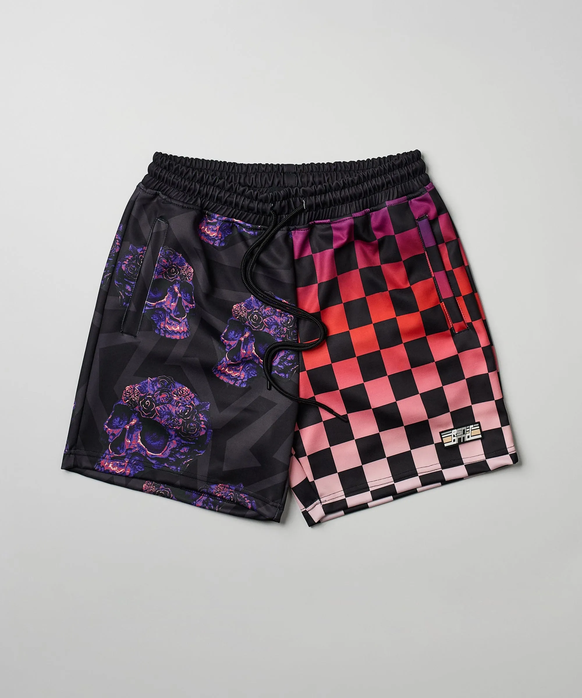 Checkers And Skulls Split Shorts