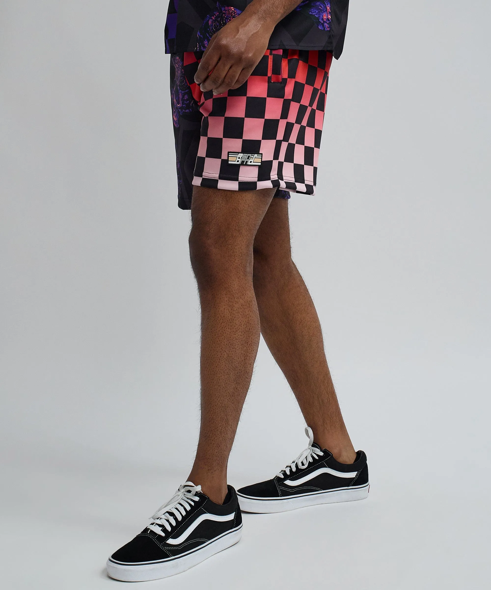 Checkers And Skulls Split Shorts