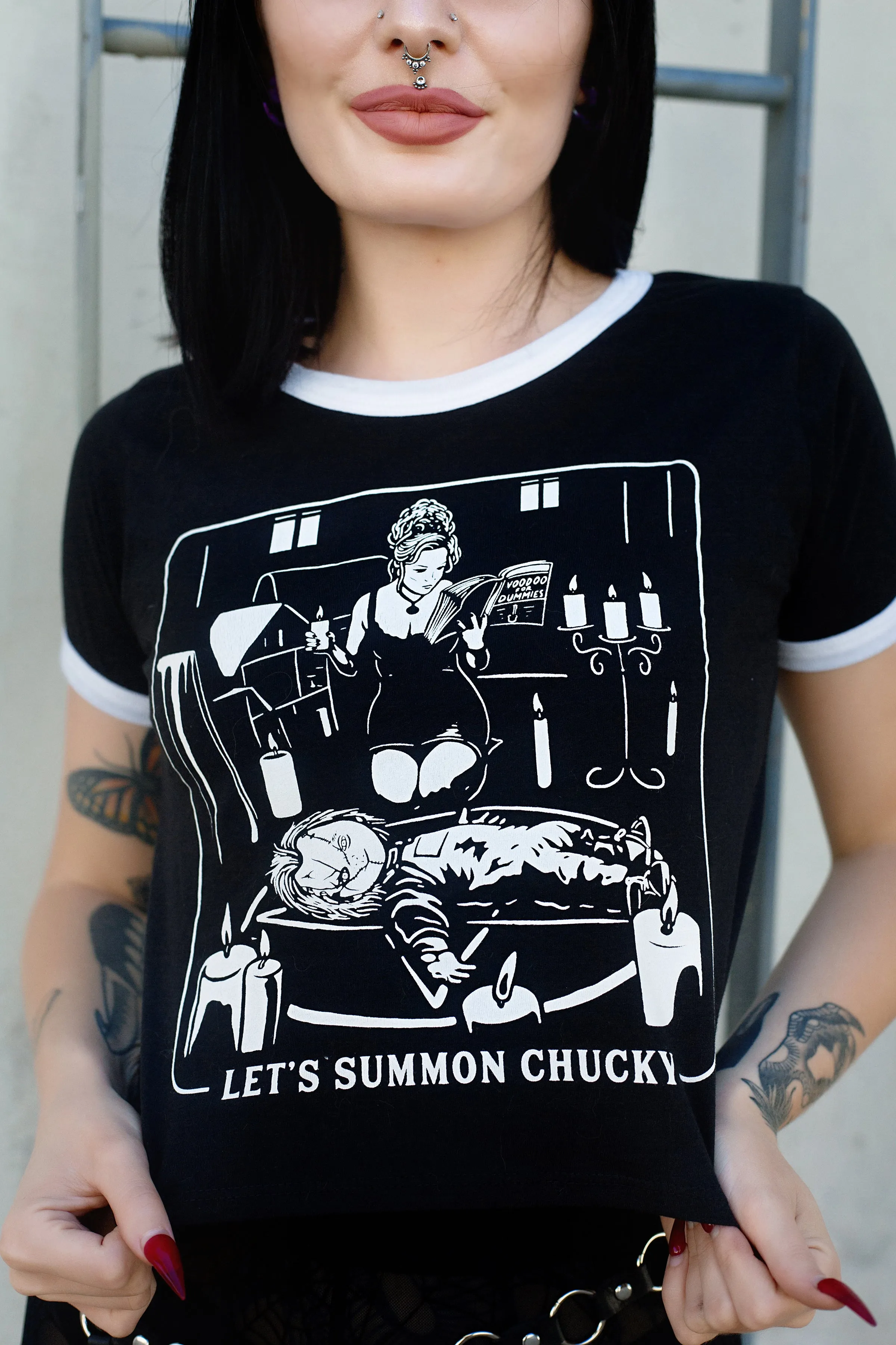 Chucky and Tiffany Ringer Tee (Black)