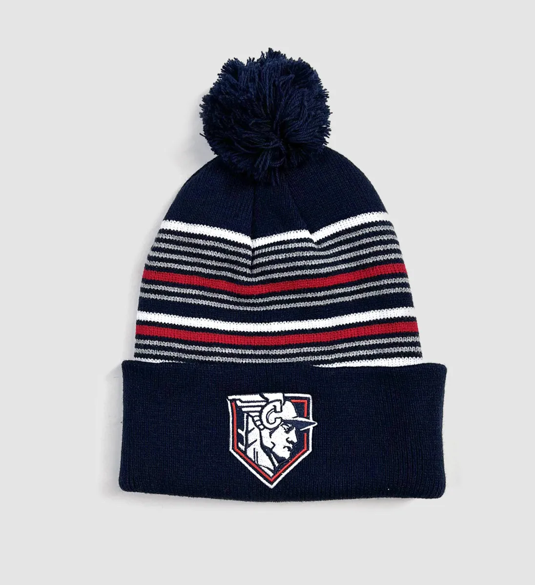 Cleveland Baseball Statue Striped Pom Pom Winter Hat