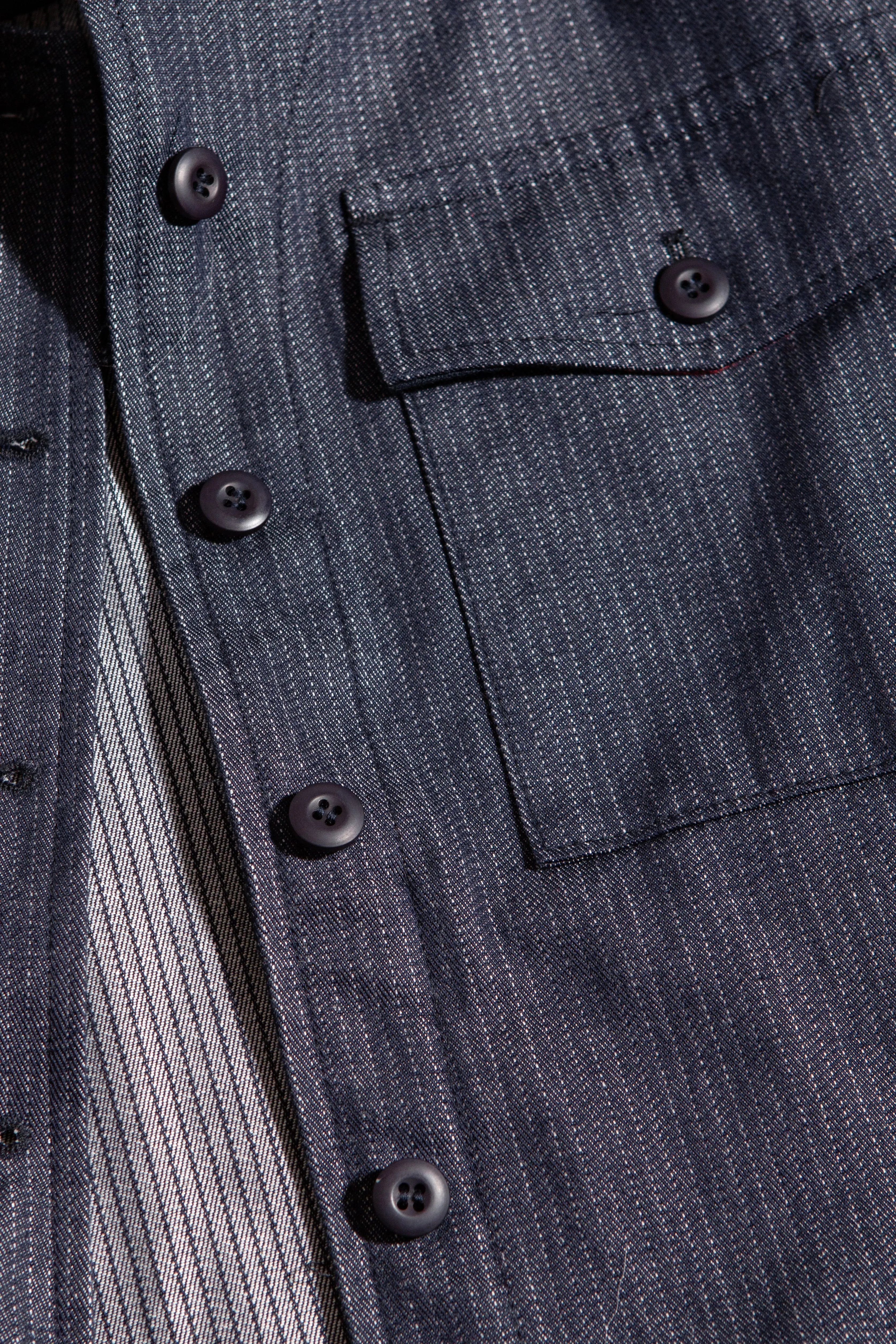 Crest Overshirt / Denim Pinstripe