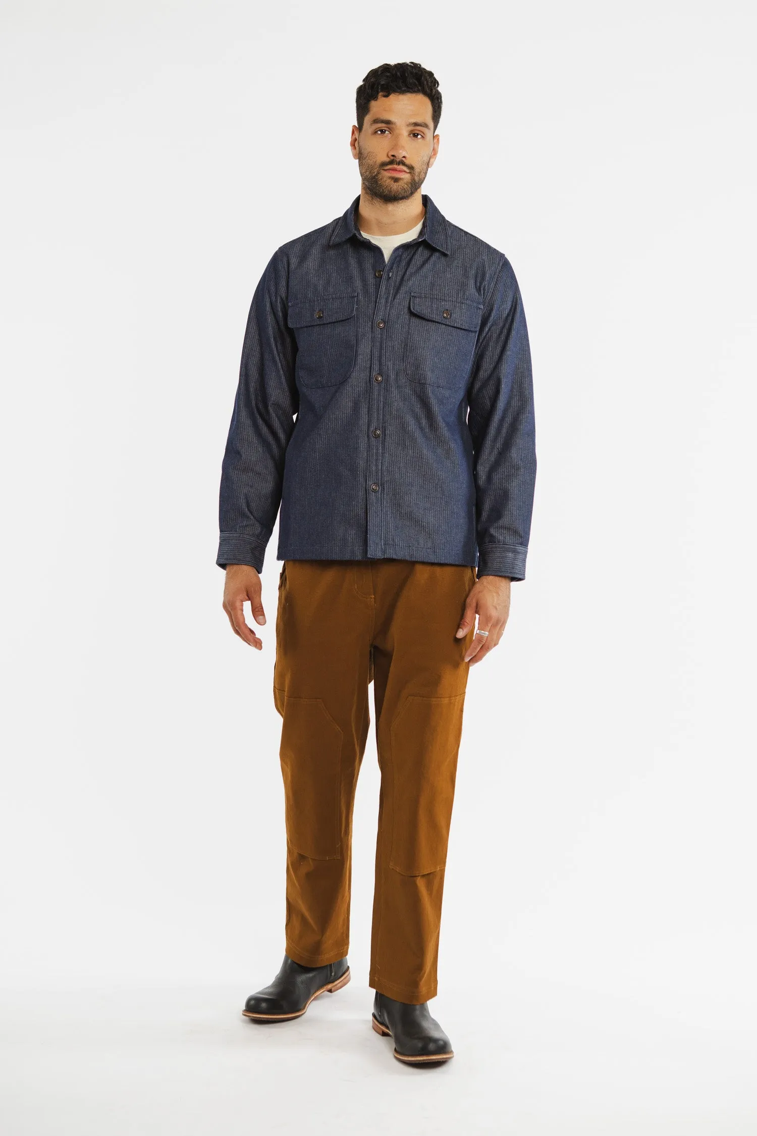 Crest Overshirt / Denim Pinstripe