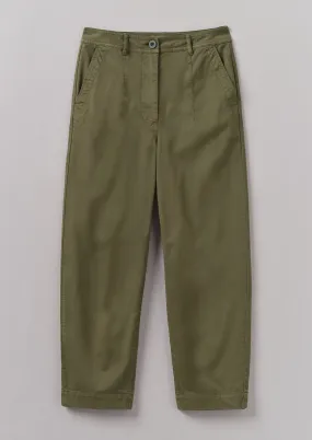 Darted Cotton Twill Trousers | Phosphorite Green