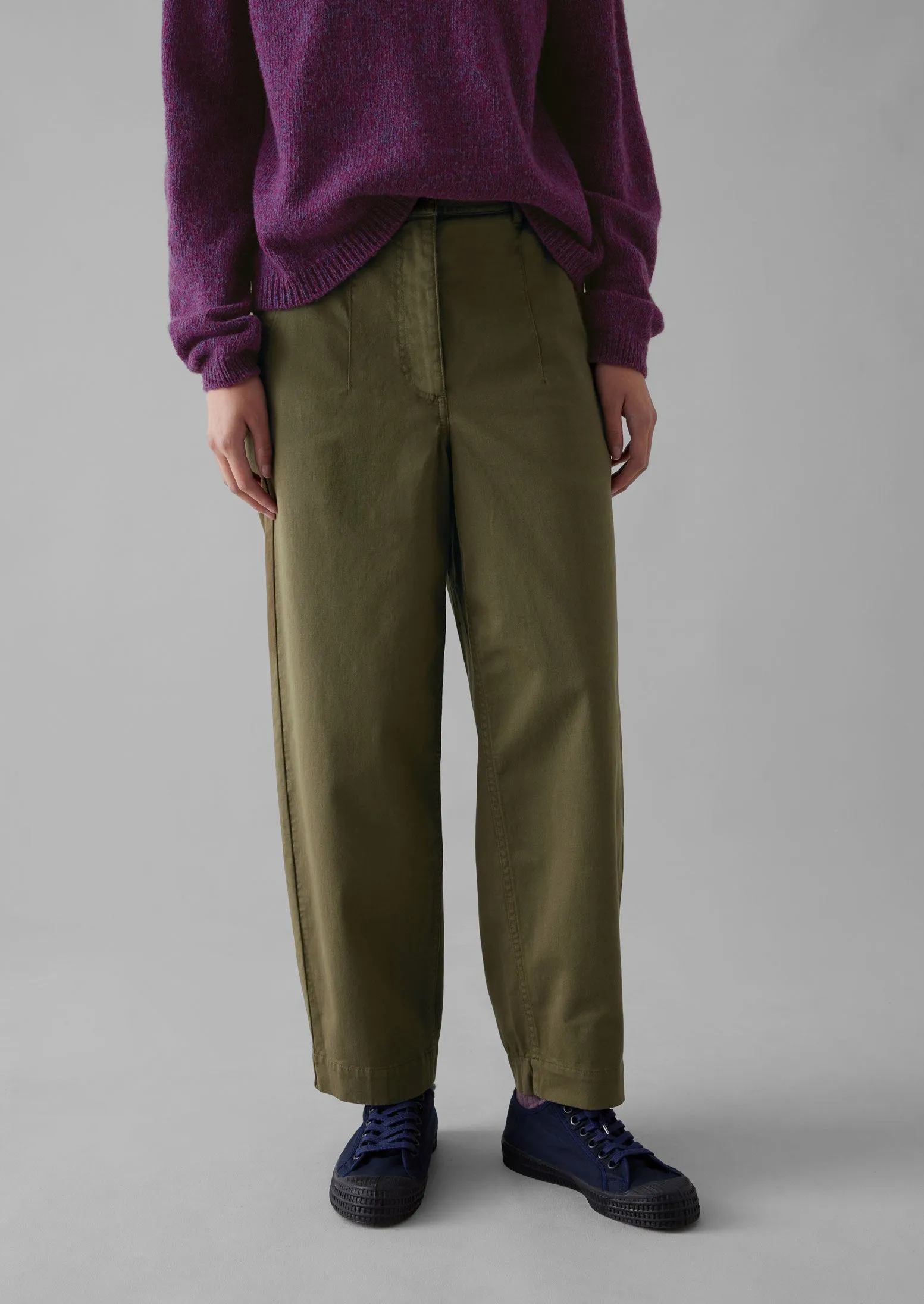 Darted Cotton Twill Trousers | Phosphorite Green