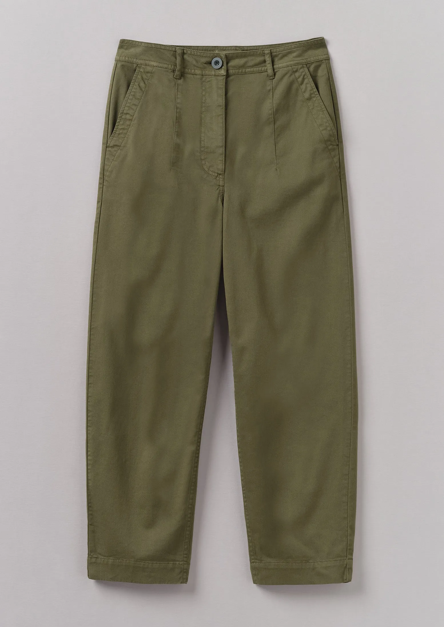 Darted Cotton Twill Trousers | Phosphorite Green