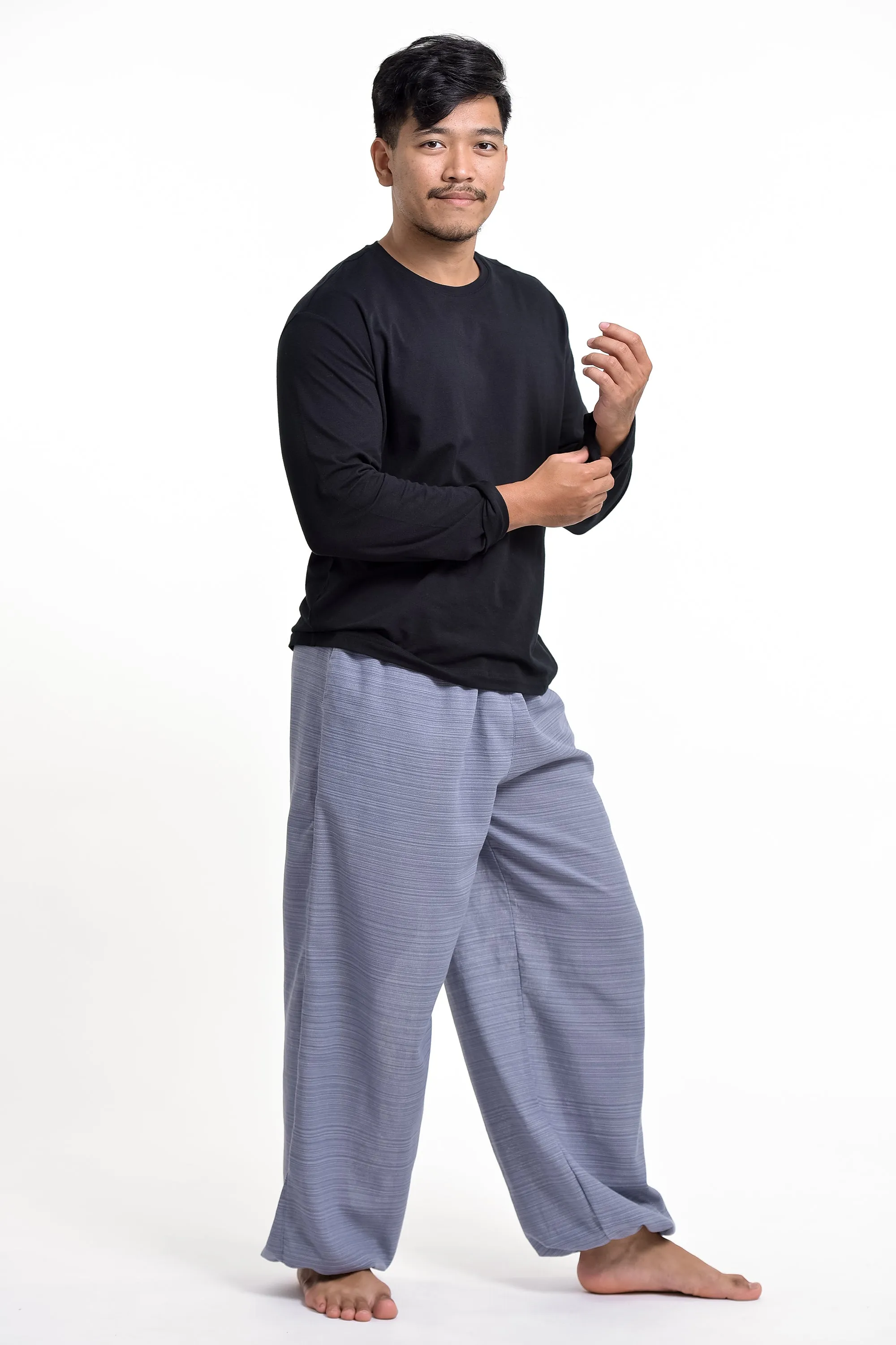 Drawstring Pinstripe Men's Pants in Gray