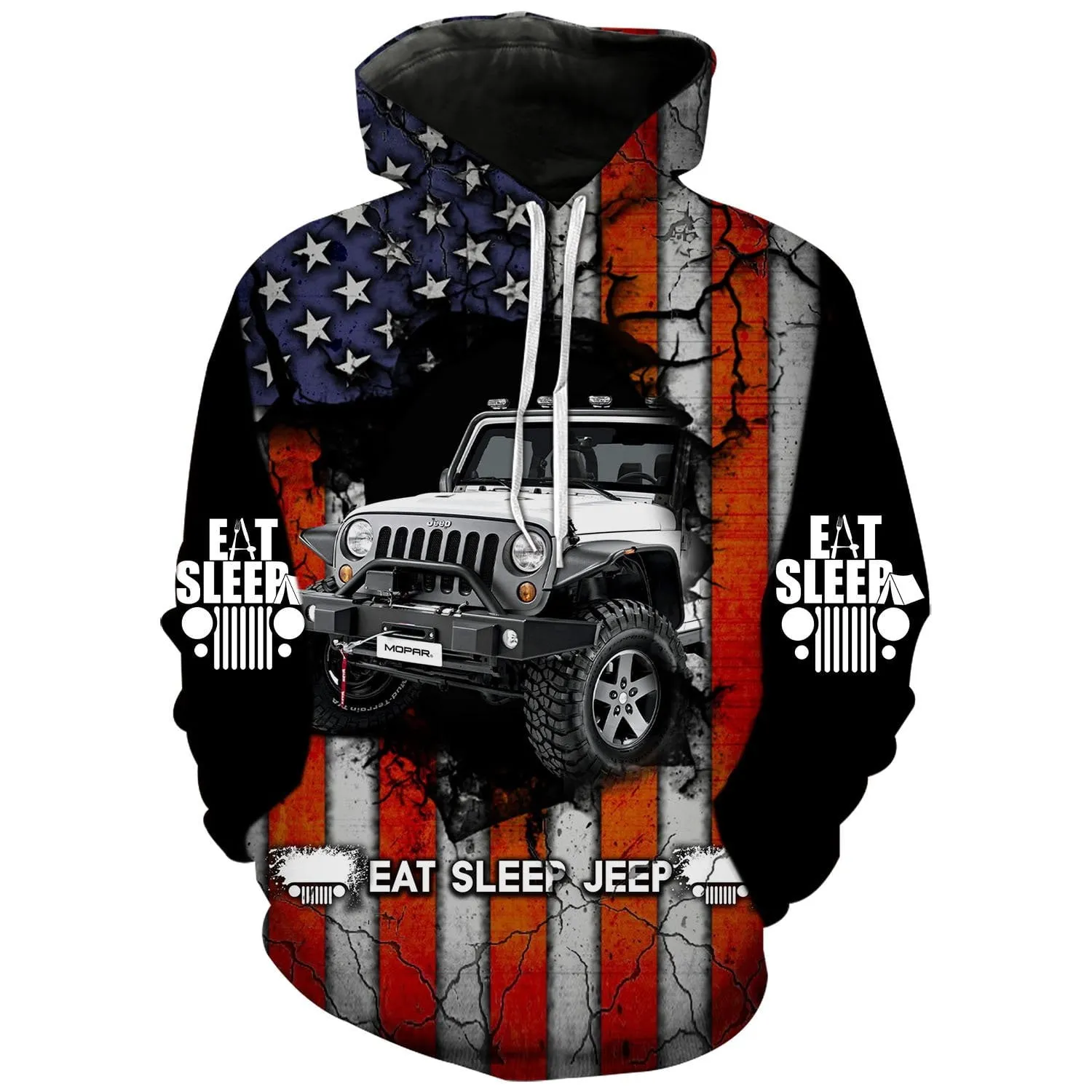 Eat Sleep Jeep US Flag - Hoodie