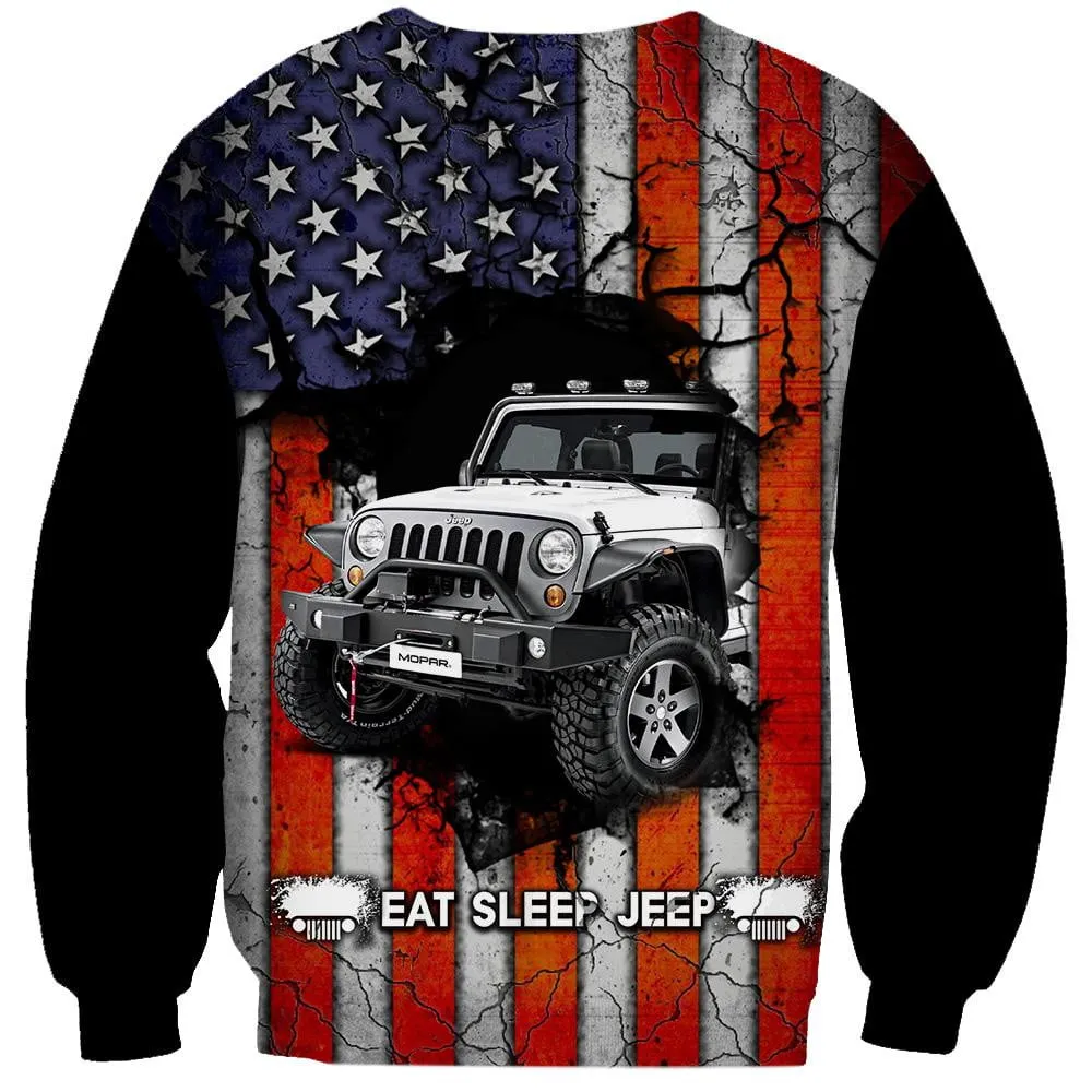 Eat Sleep Jeep US Flag - Sweat Shirt