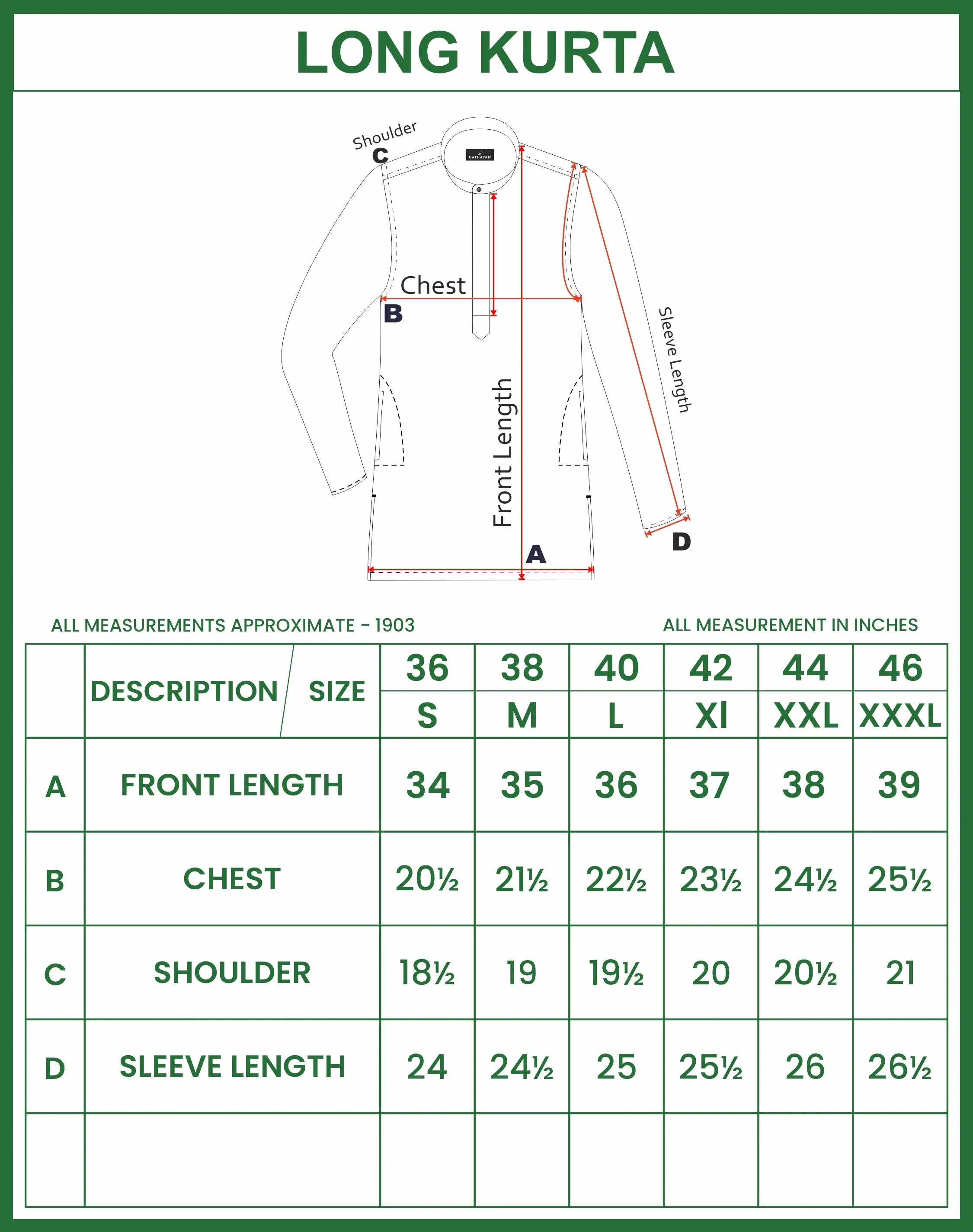 Ethnix - Green Long Kurta for Men | Uathayam