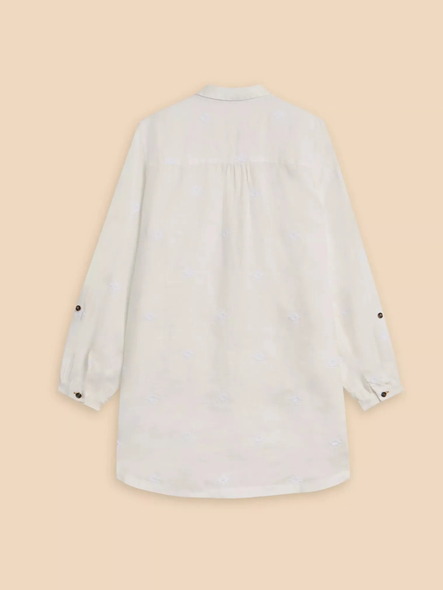 Evelyn Embroidered Linen Tunic - Natural White