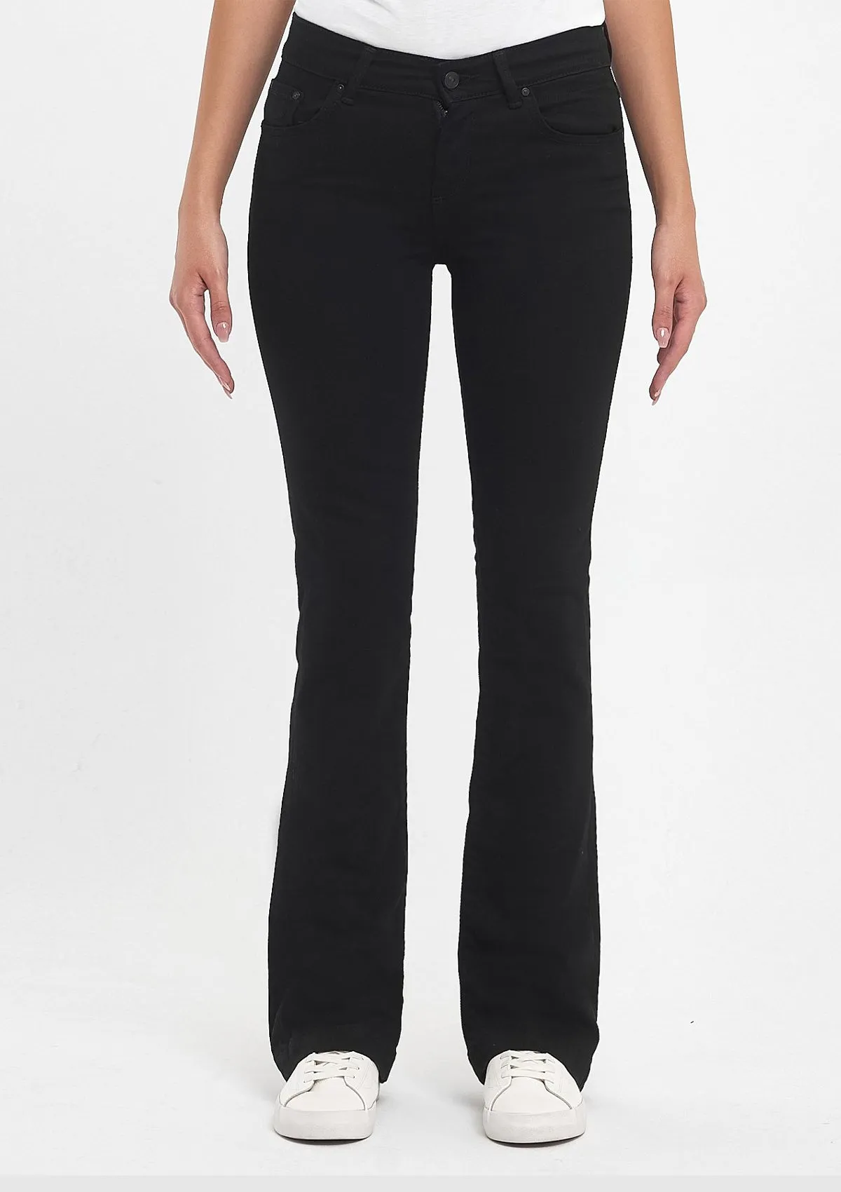 Fallon Black Mid Rise Flare Jean