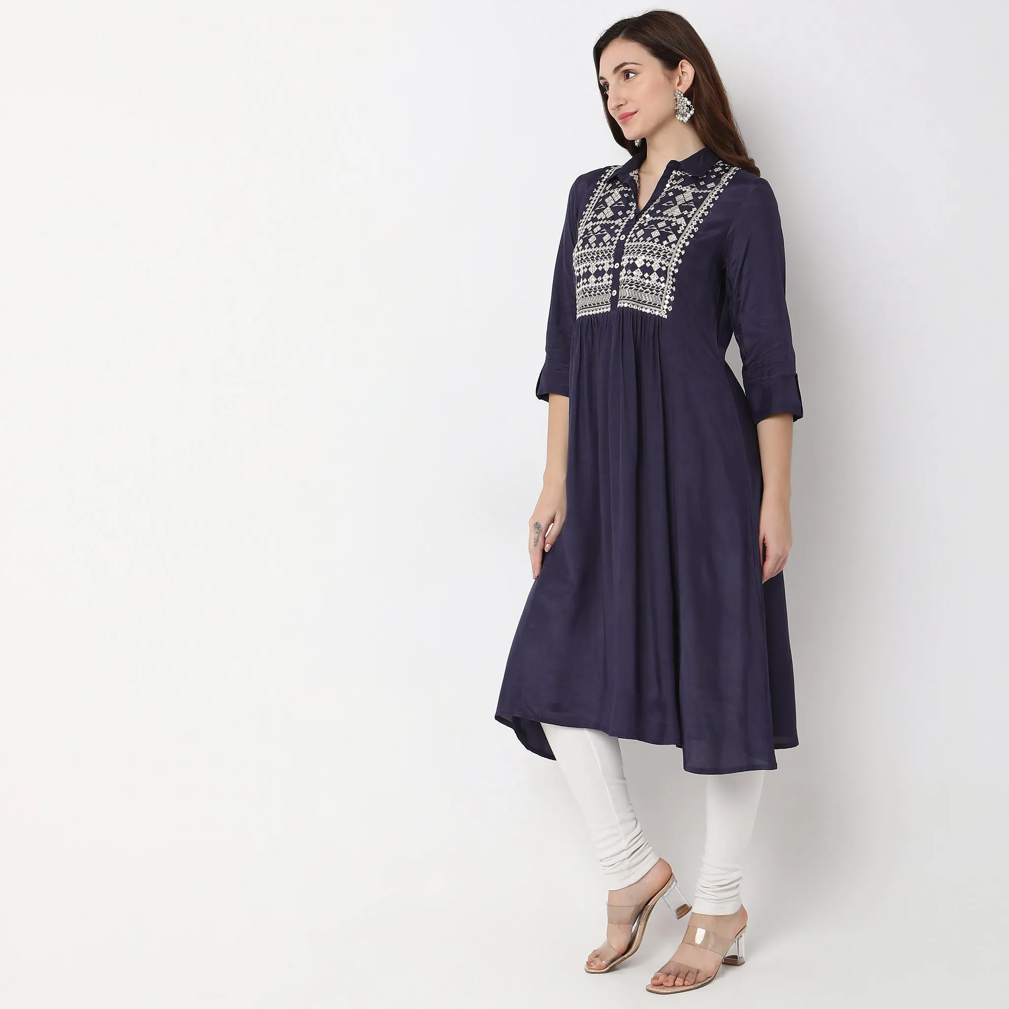 Flare Fit Embellished Kurta