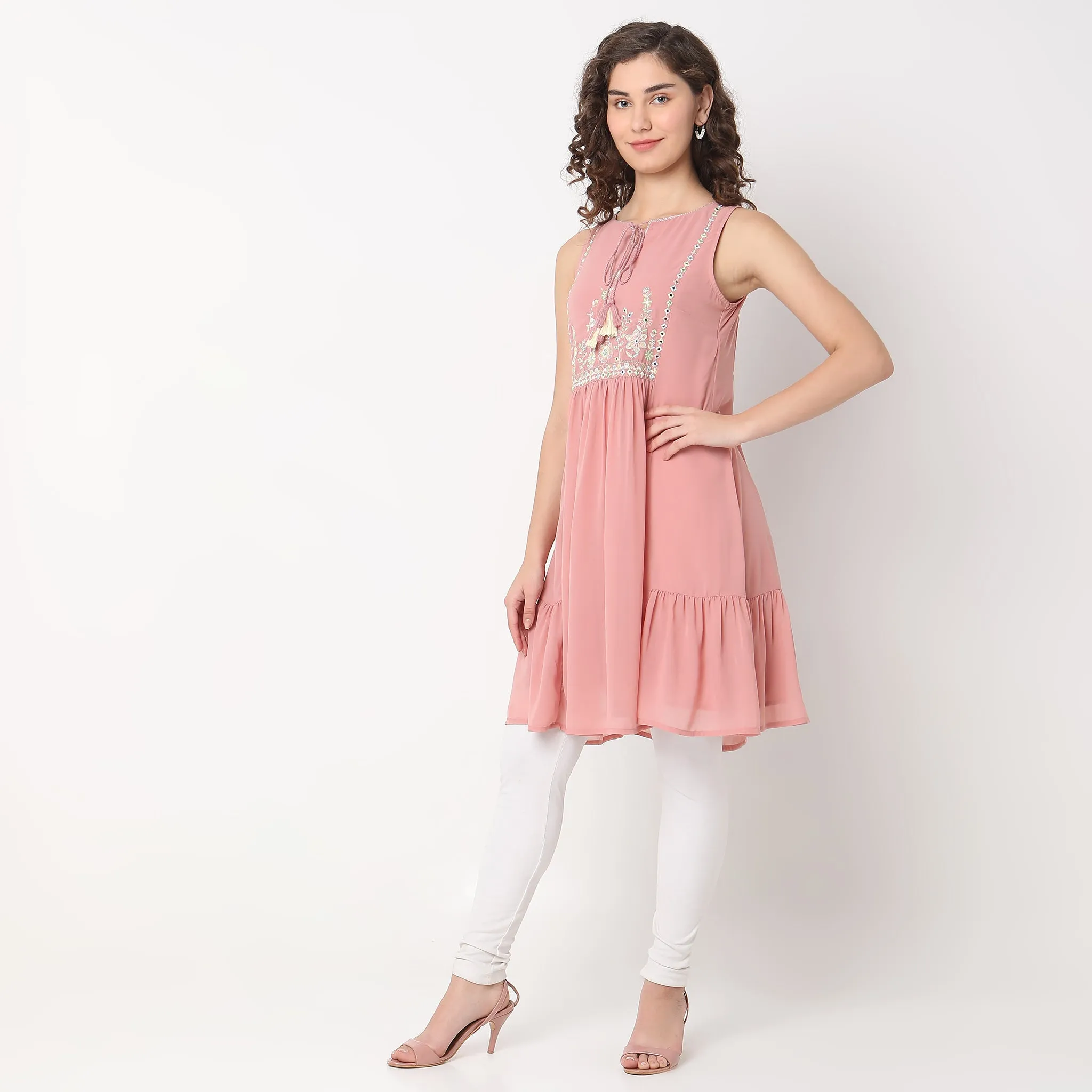 Flare Fit Embroidered Kurta