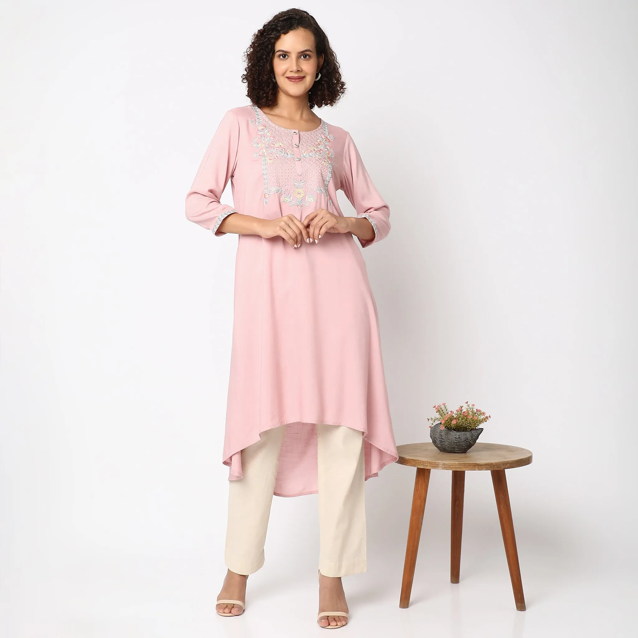 Flare Fit Embroidered Kurta