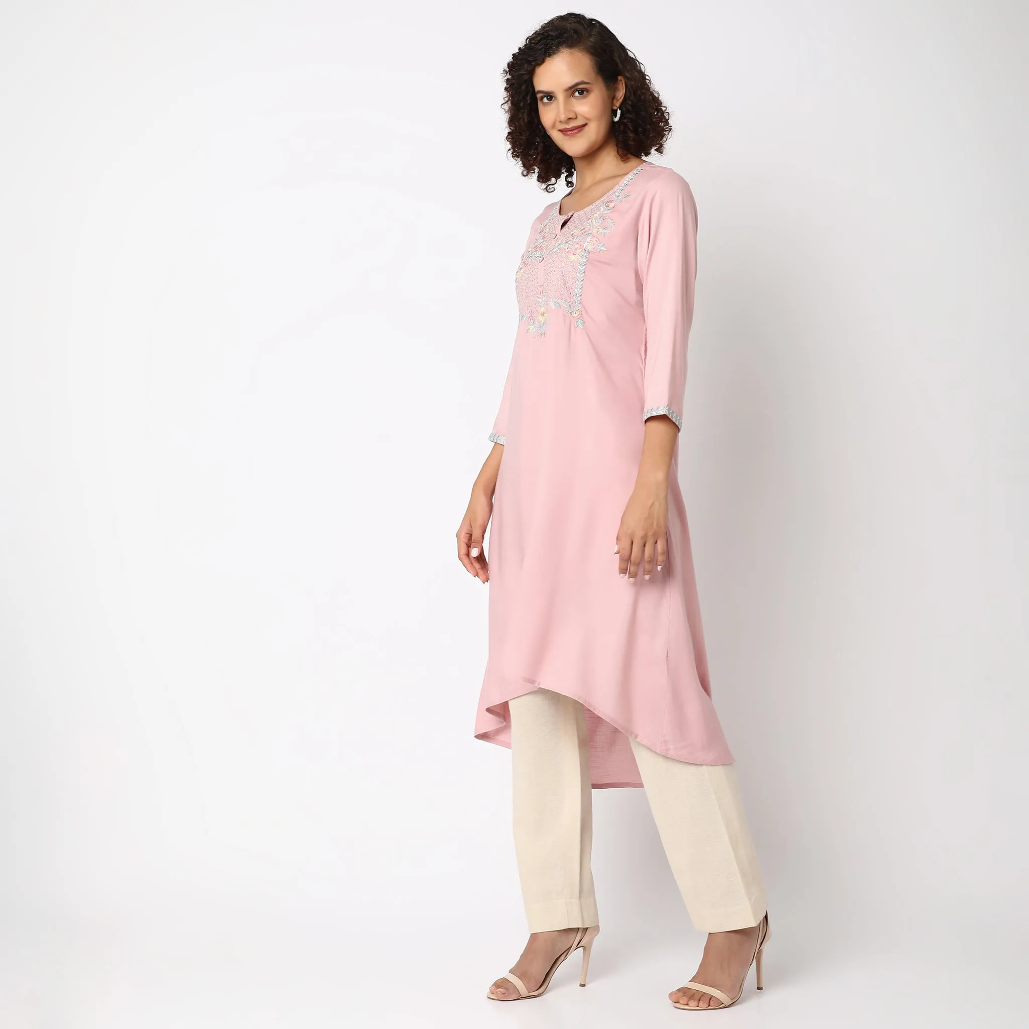 Flare Fit Embroidered Kurta