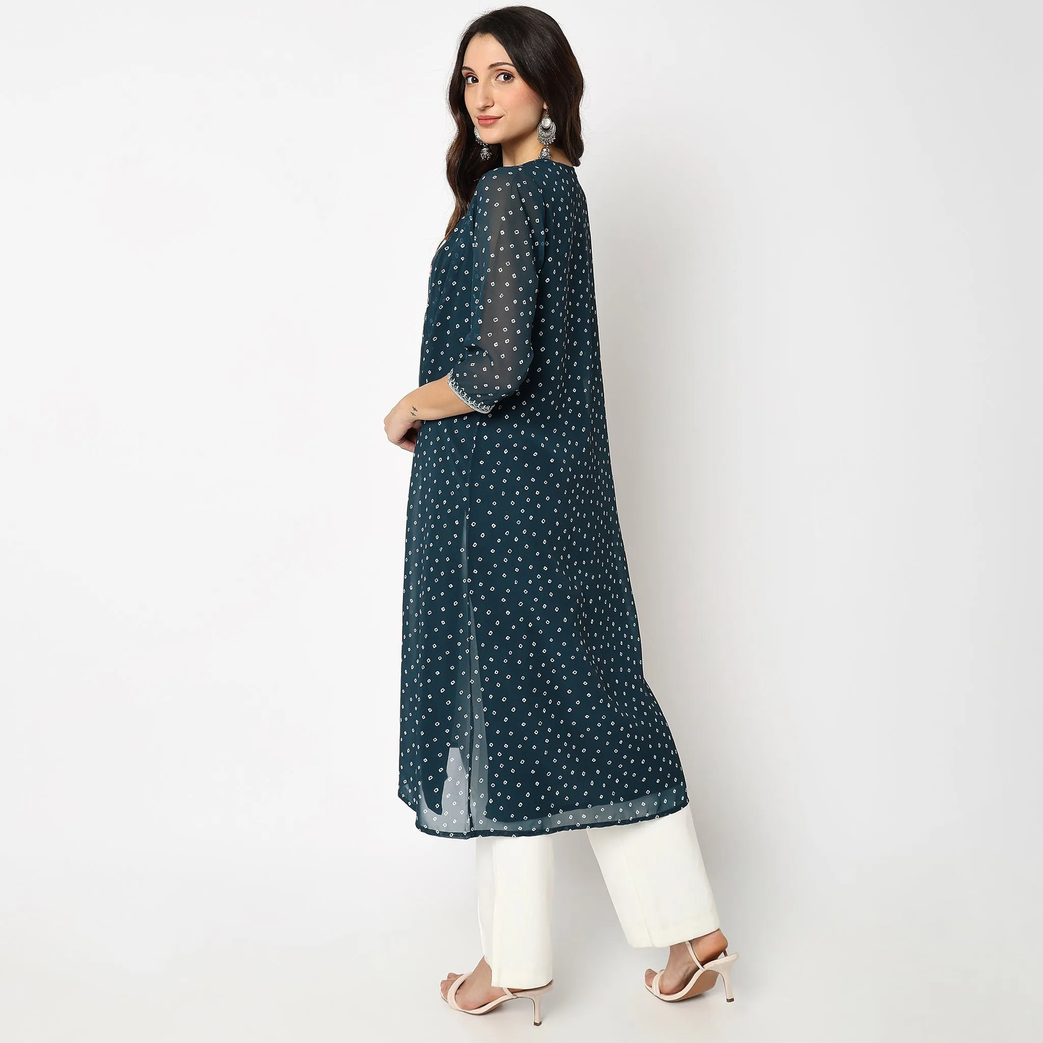 Flare Fit Embroidered Kurta