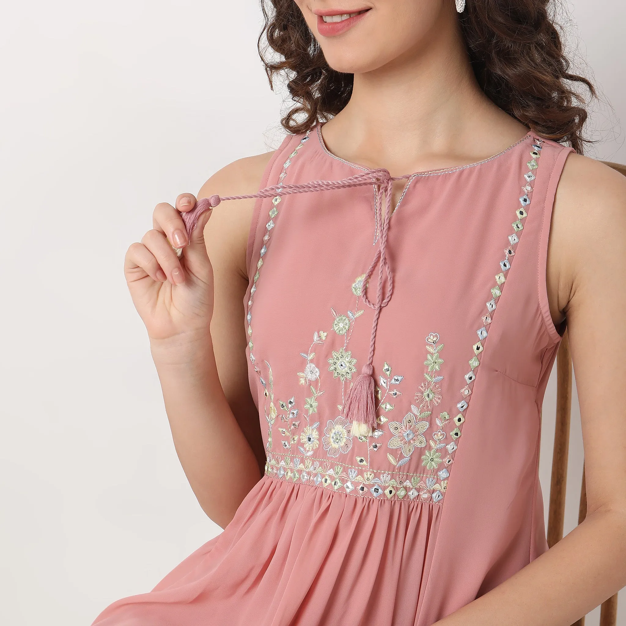 Flare Fit Embroidered Kurta