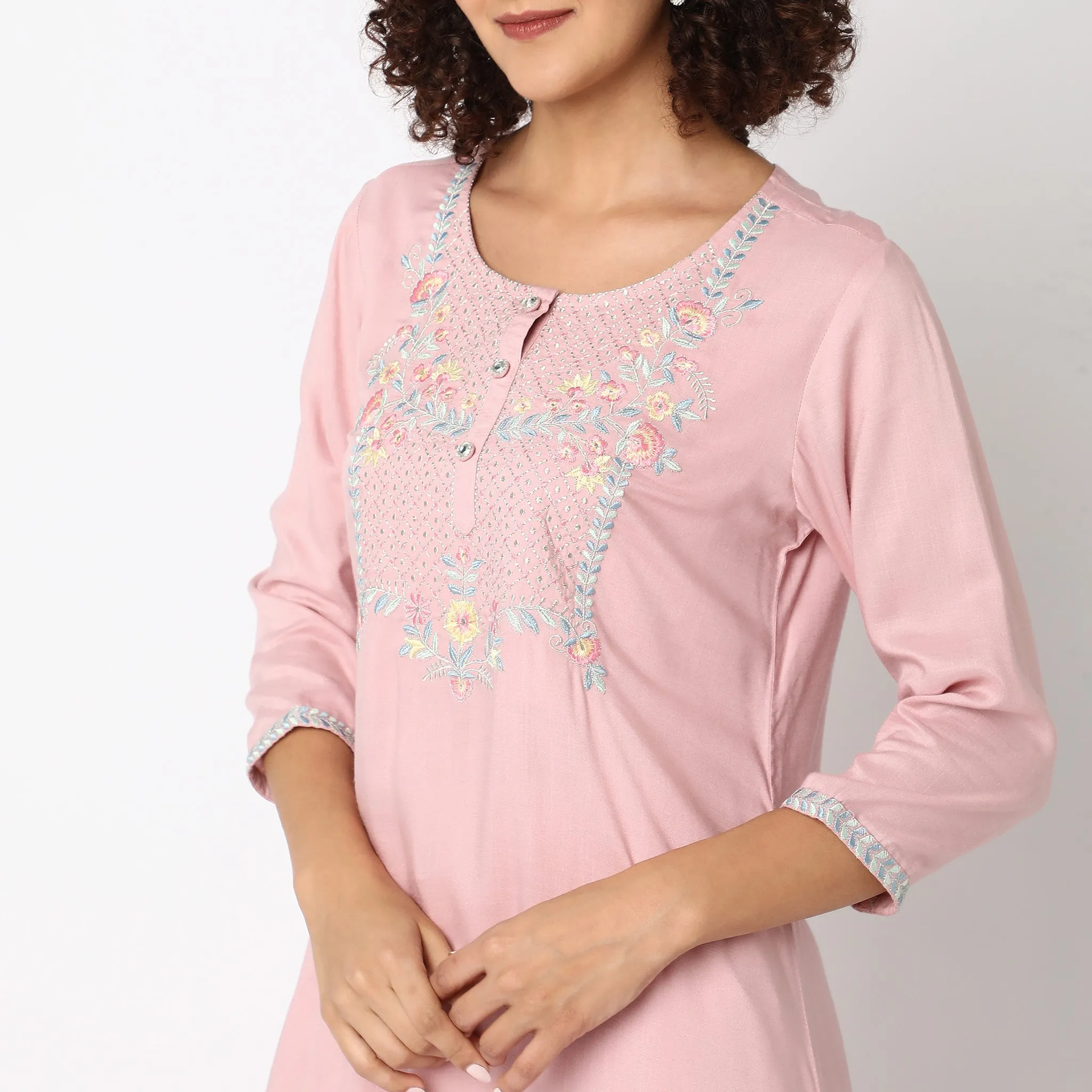 Flare Fit Embroidered Kurta