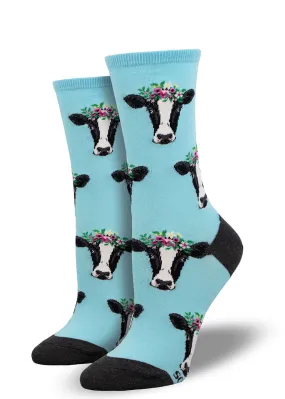 Flower Crown Cow Women's Socks