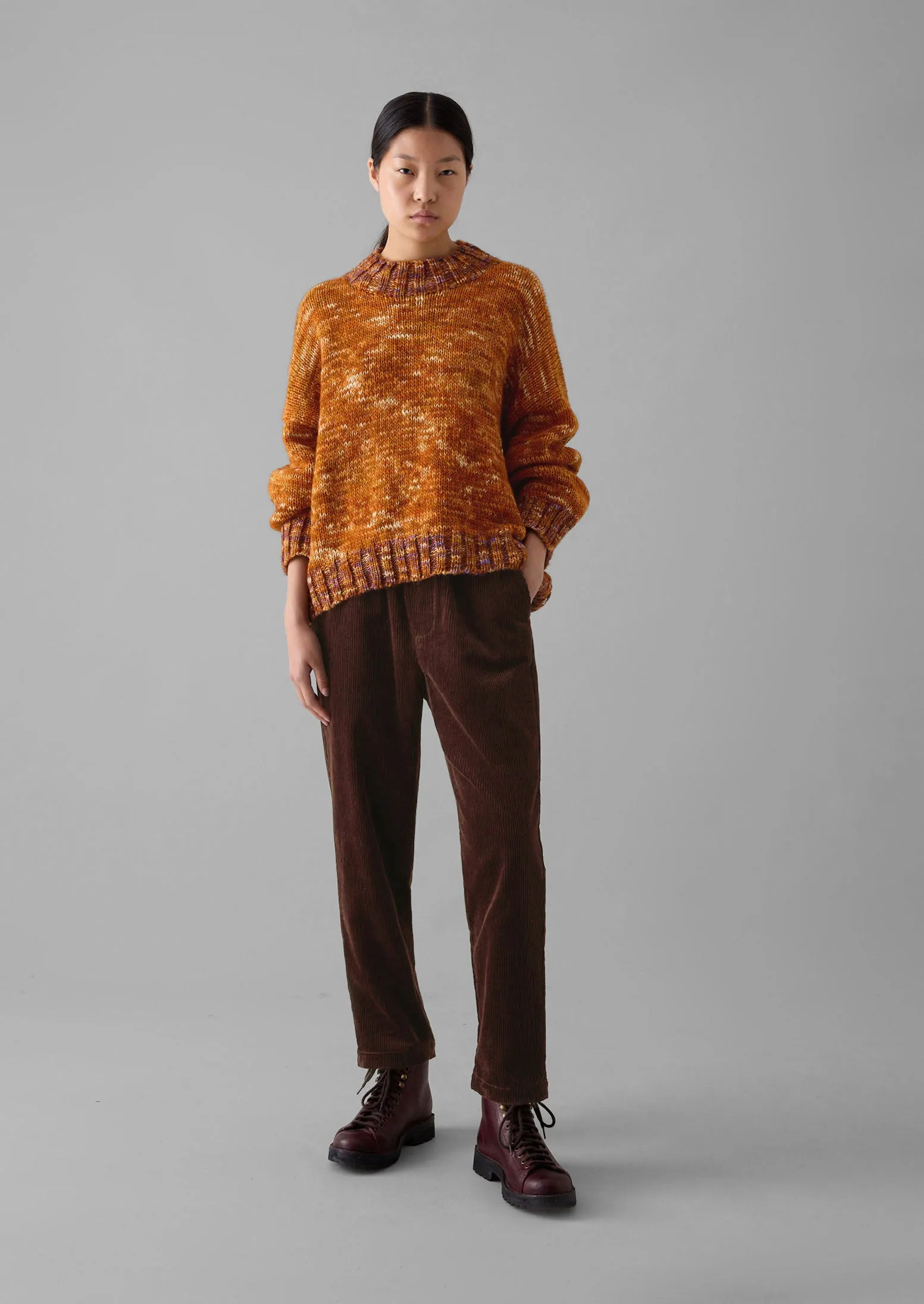 Gabi Organic Cord Pull On Trousers | Chestnut