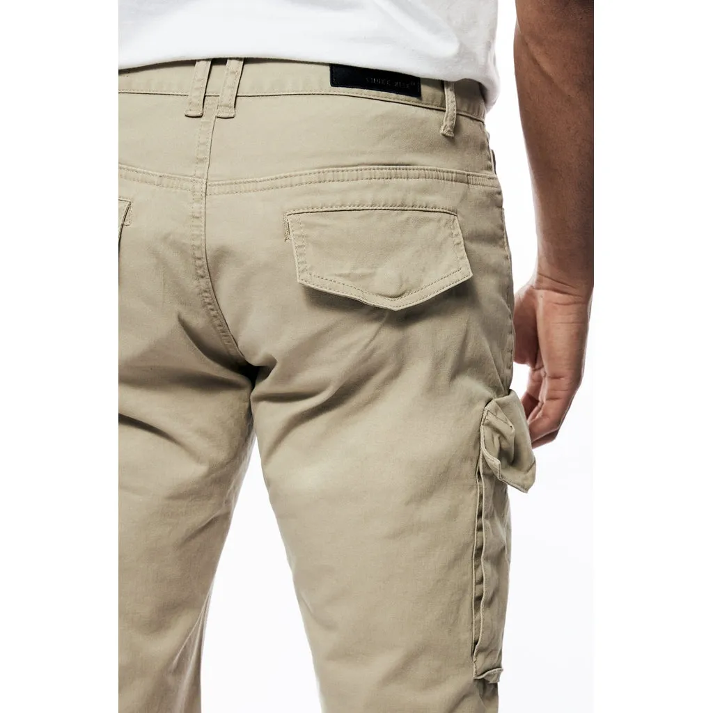 Garment Washed Twill Cargo Shorts - Sand