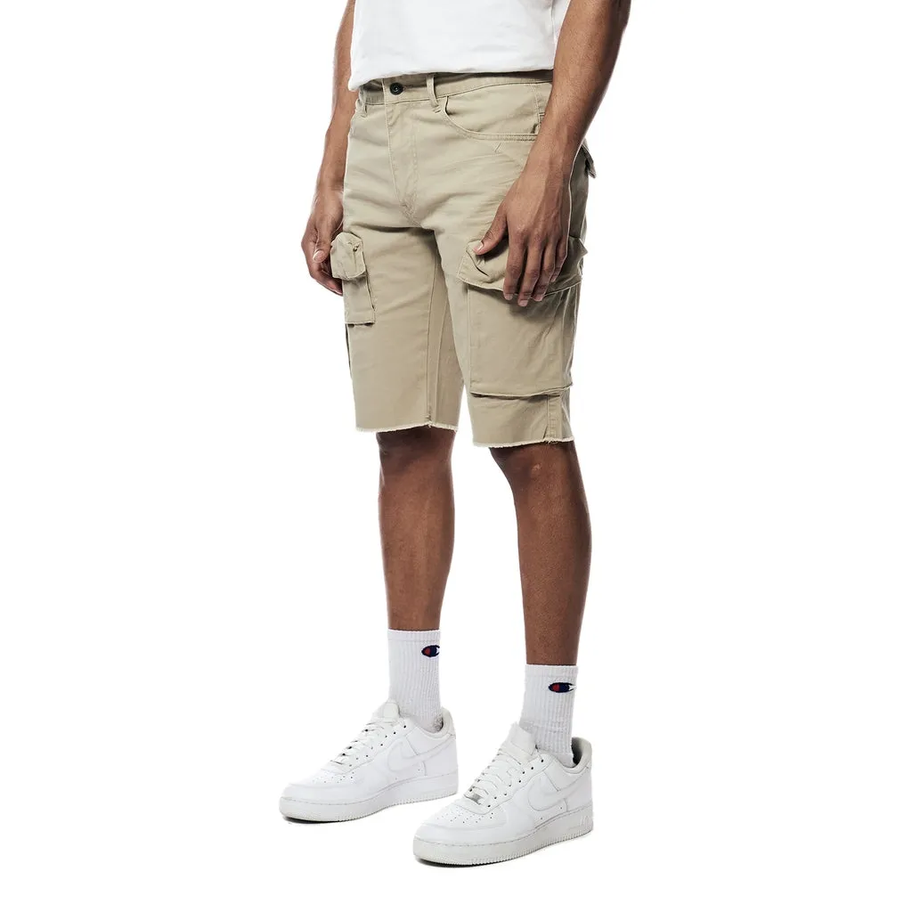 Garment Washed Twill Cargo Shorts - Sand