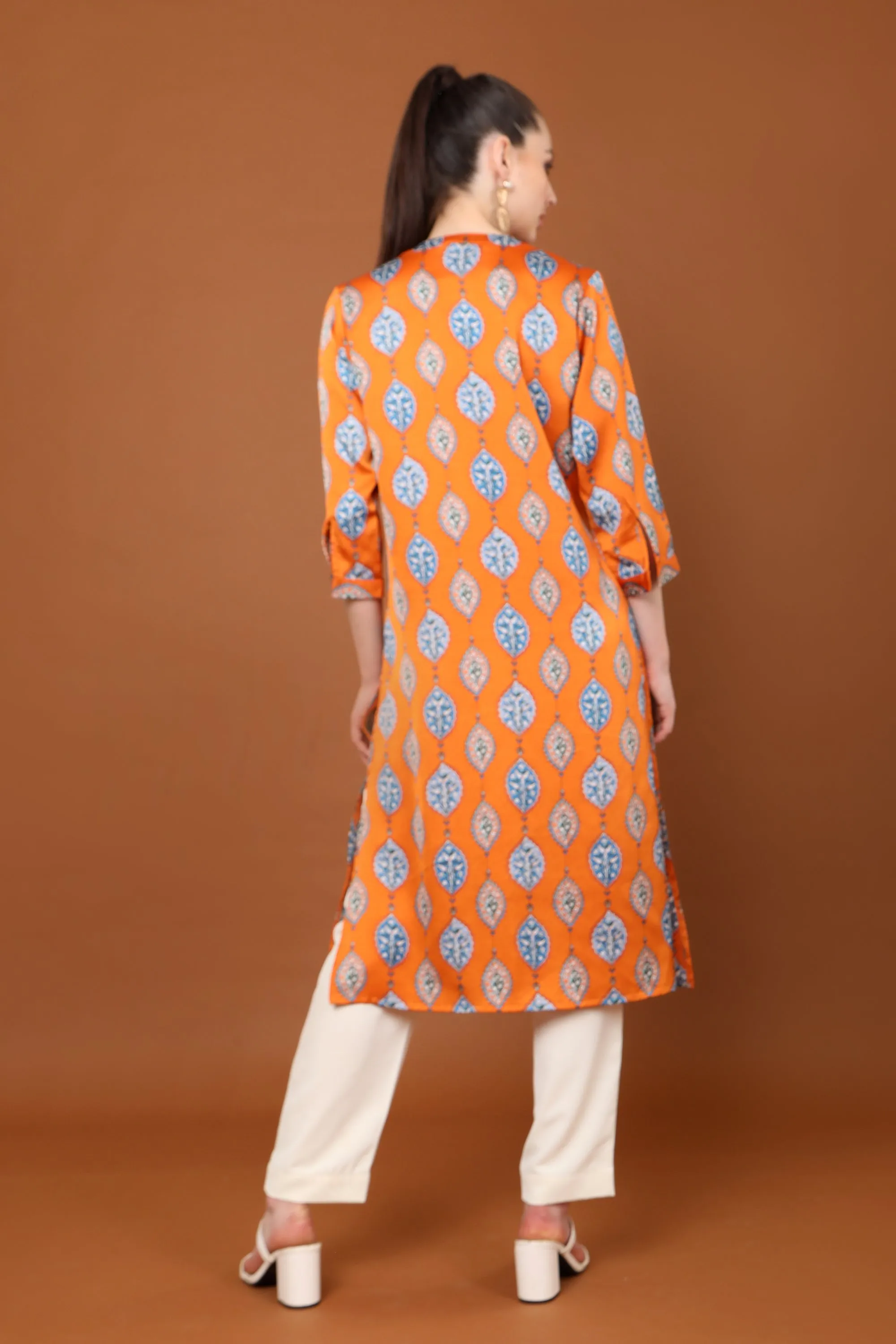 Gia Printed V Neck  Kurta