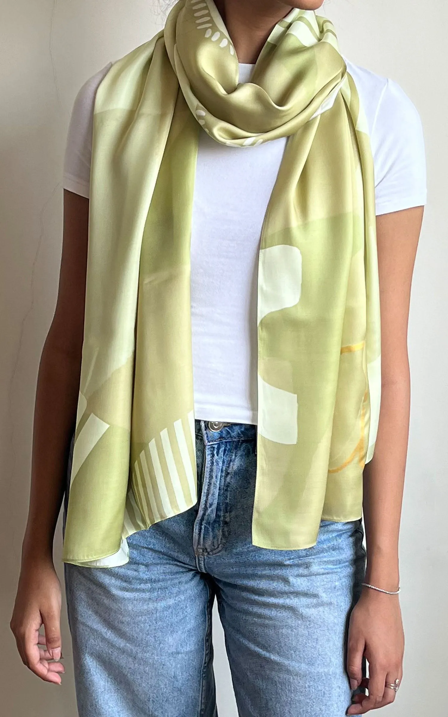 Green Abstract Printed Scarf