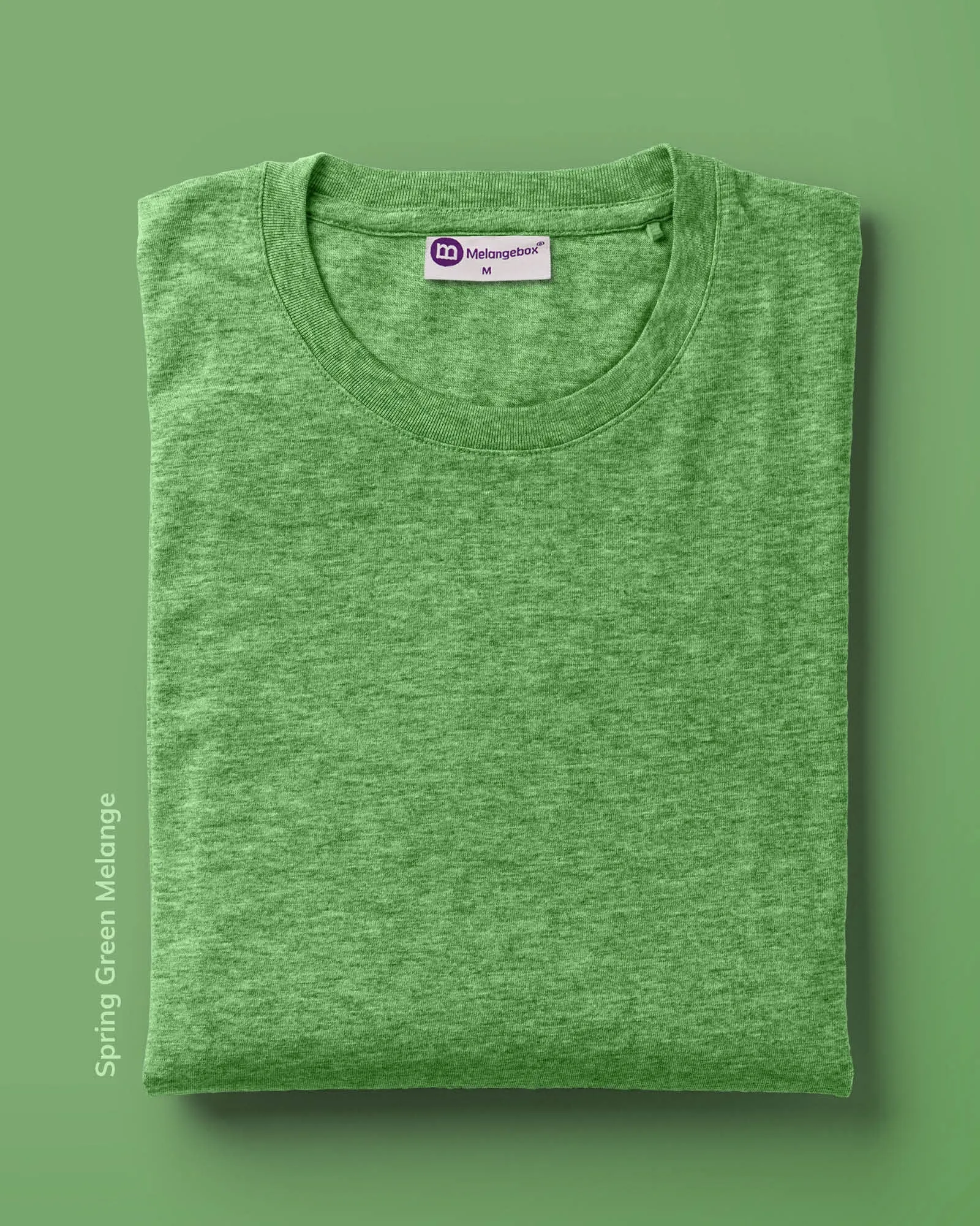 Half Sleeves Crew Neck: Spring Green Melange