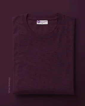 Half Sleeves Crew Neck: Wine Melange