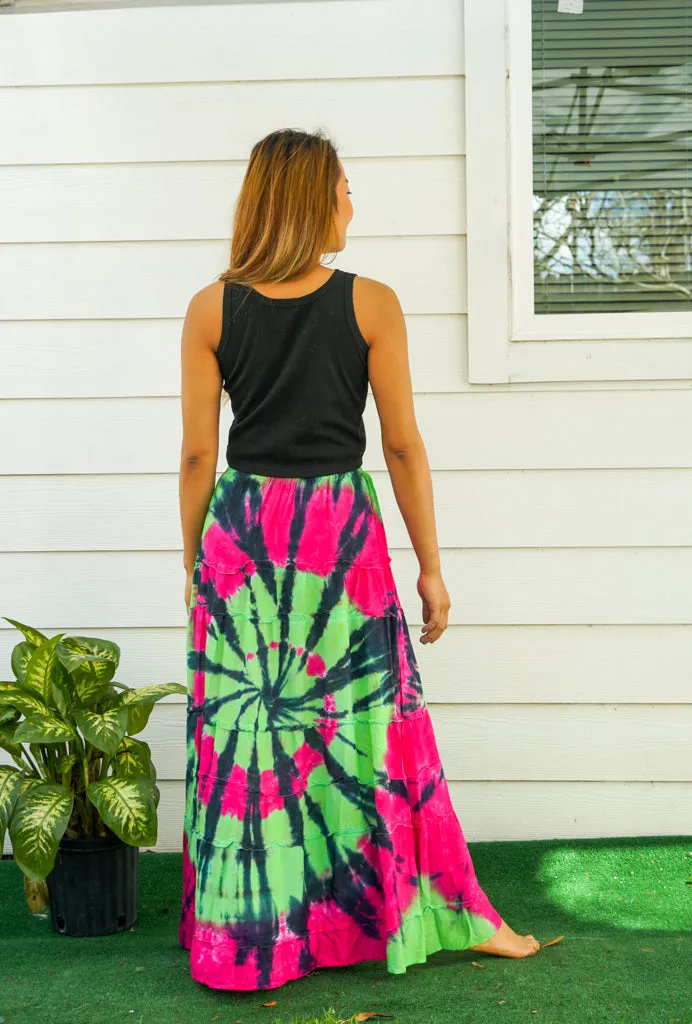 Hand Dyed Tiered Maxi Hippie Skirt