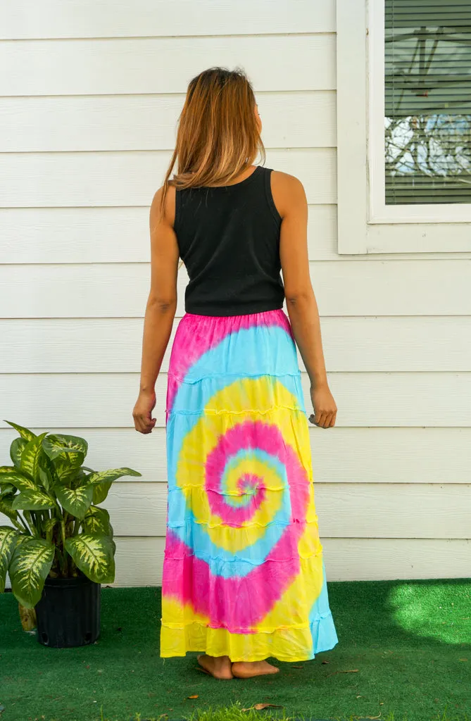 Hand Dyed Tiered Maxi Hippie Skirt