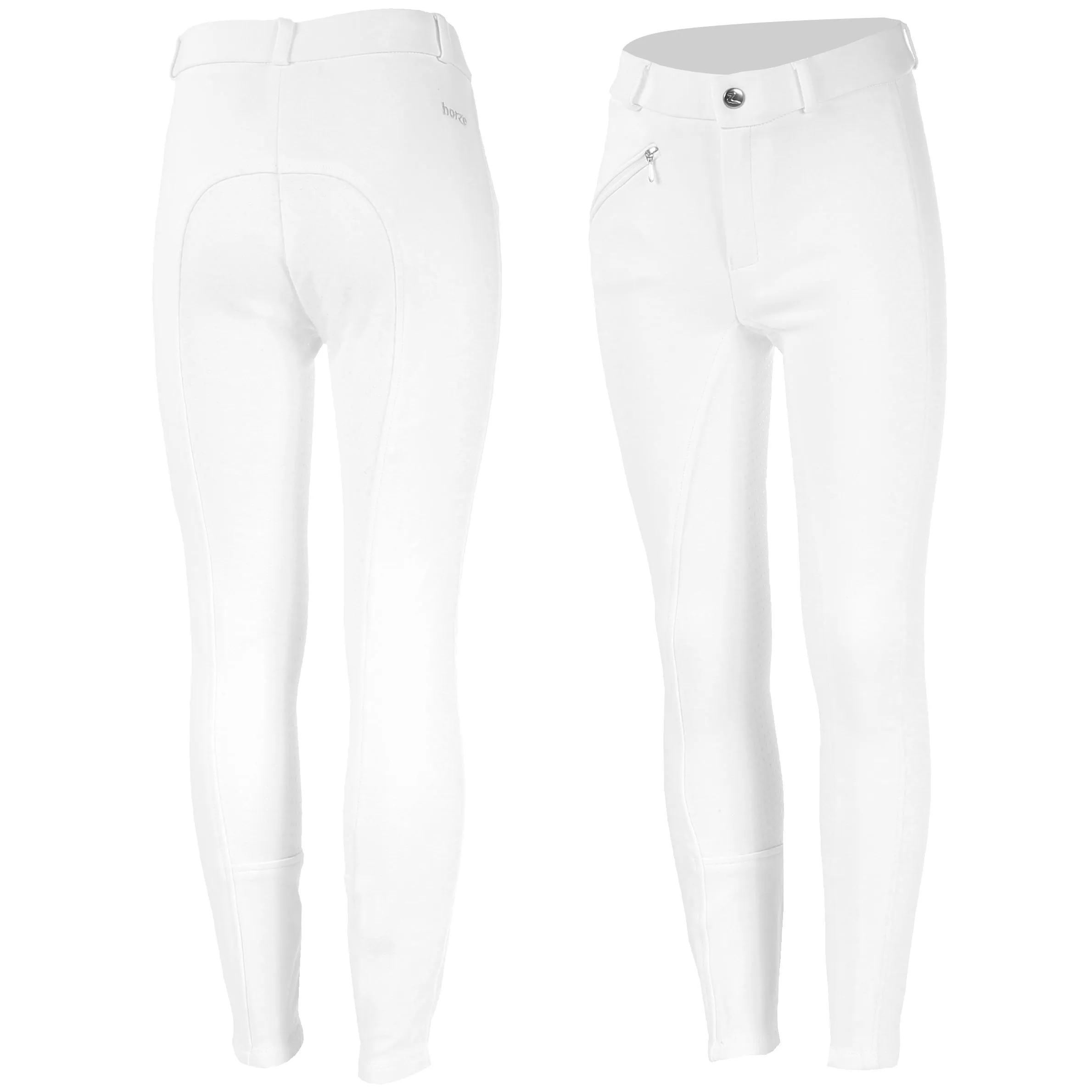 Horze Kids Active Silicone Grip Full Seat Breeches (White)