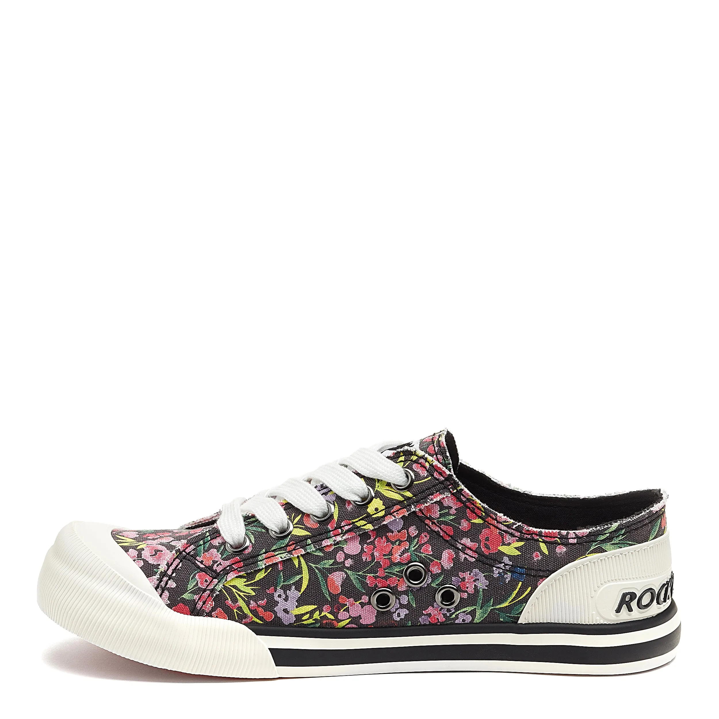 Jazzin Black Britton Floral Print Trainers