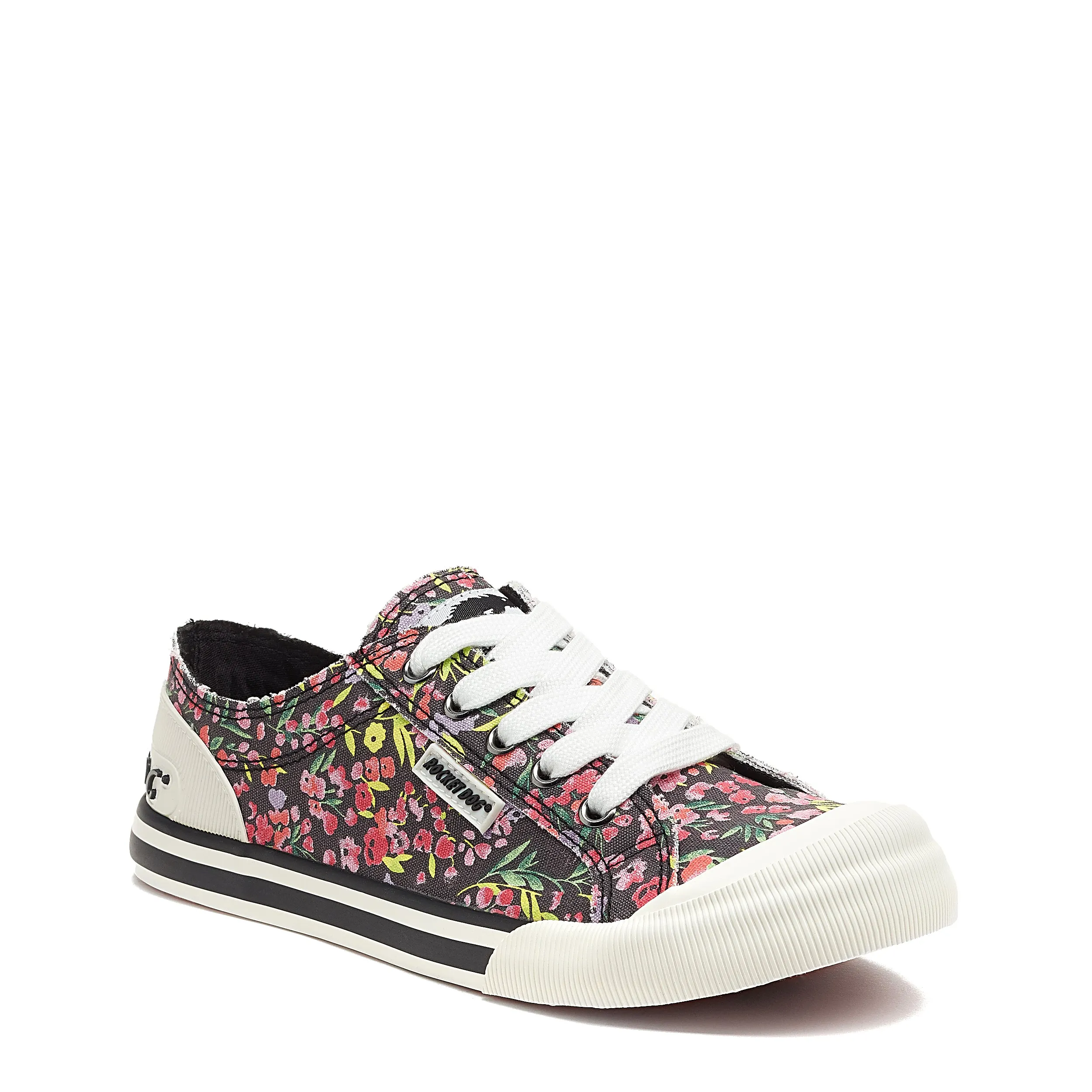 Jazzin Black Britton Floral Print Trainers