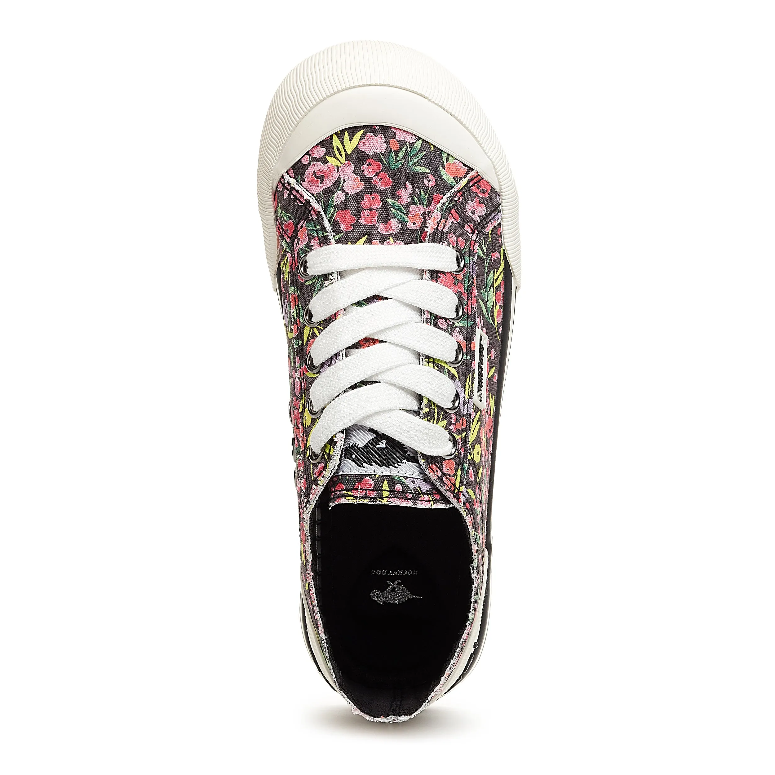 Jazzin Black Britton Floral Print Trainers