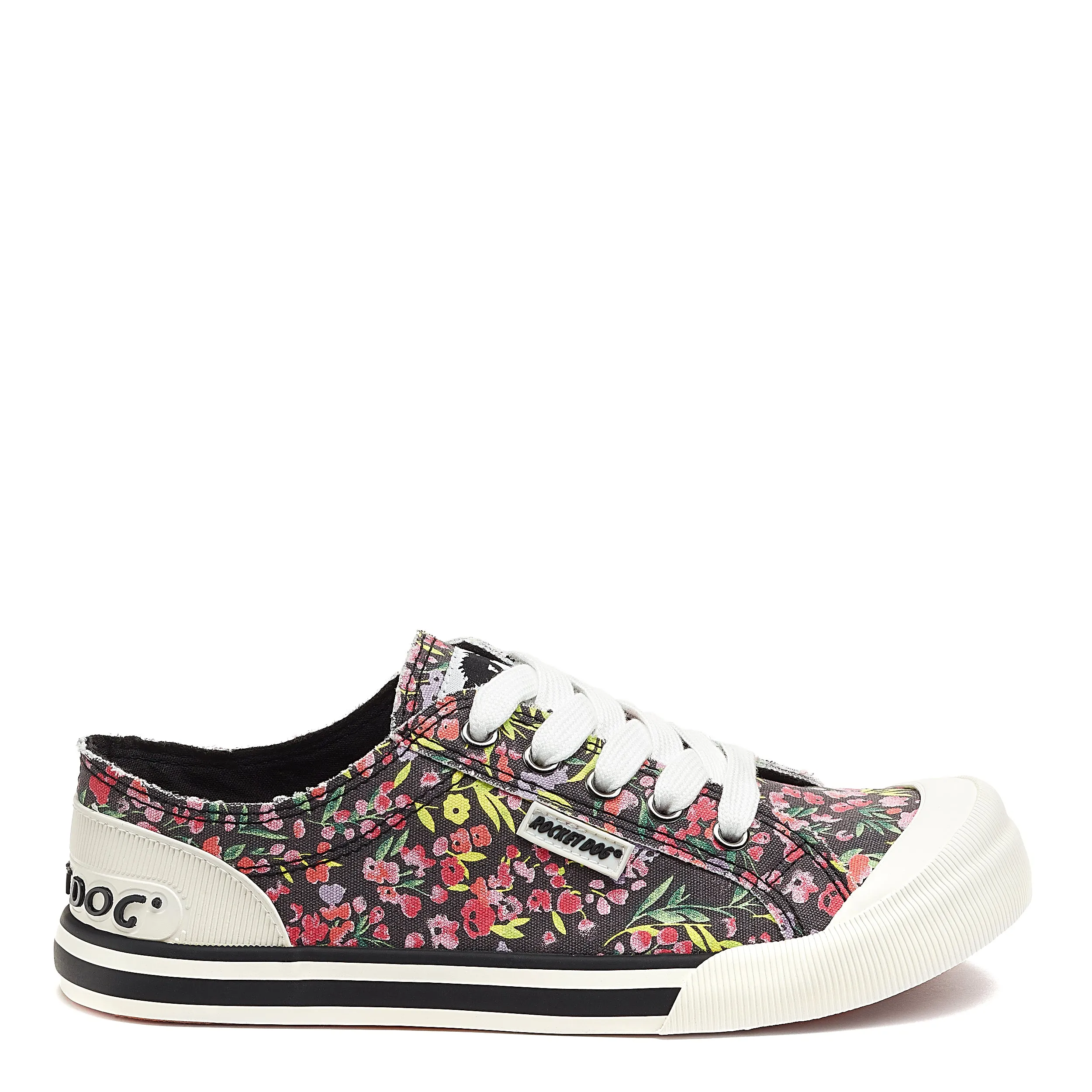 Jazzin Black Britton Floral Print Trainers