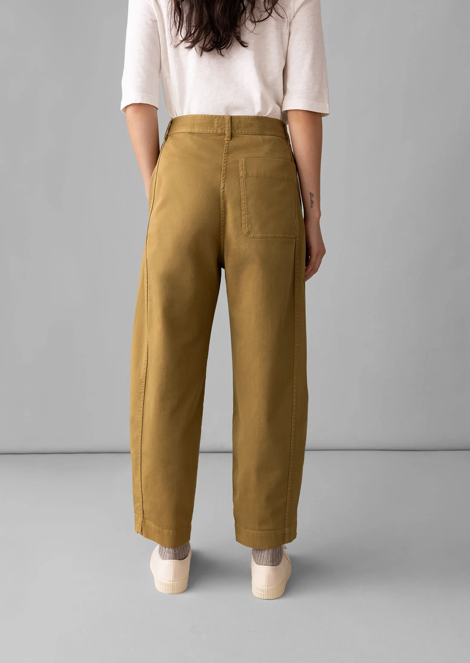 Kathe Flat Front Cotton Twill Trousers | Harvest