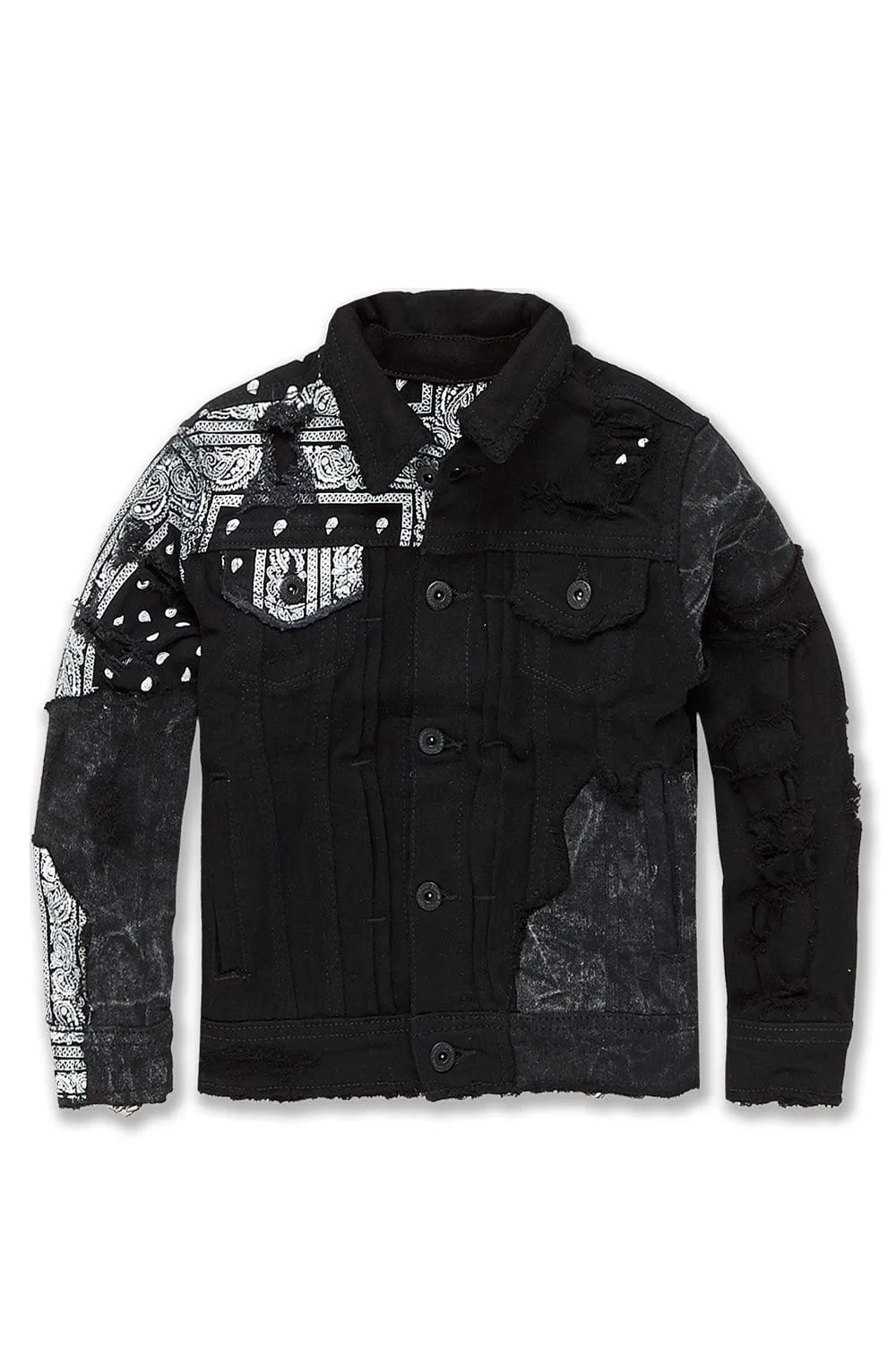 Kids Paisley Denim Trucker Jacket (Noir)