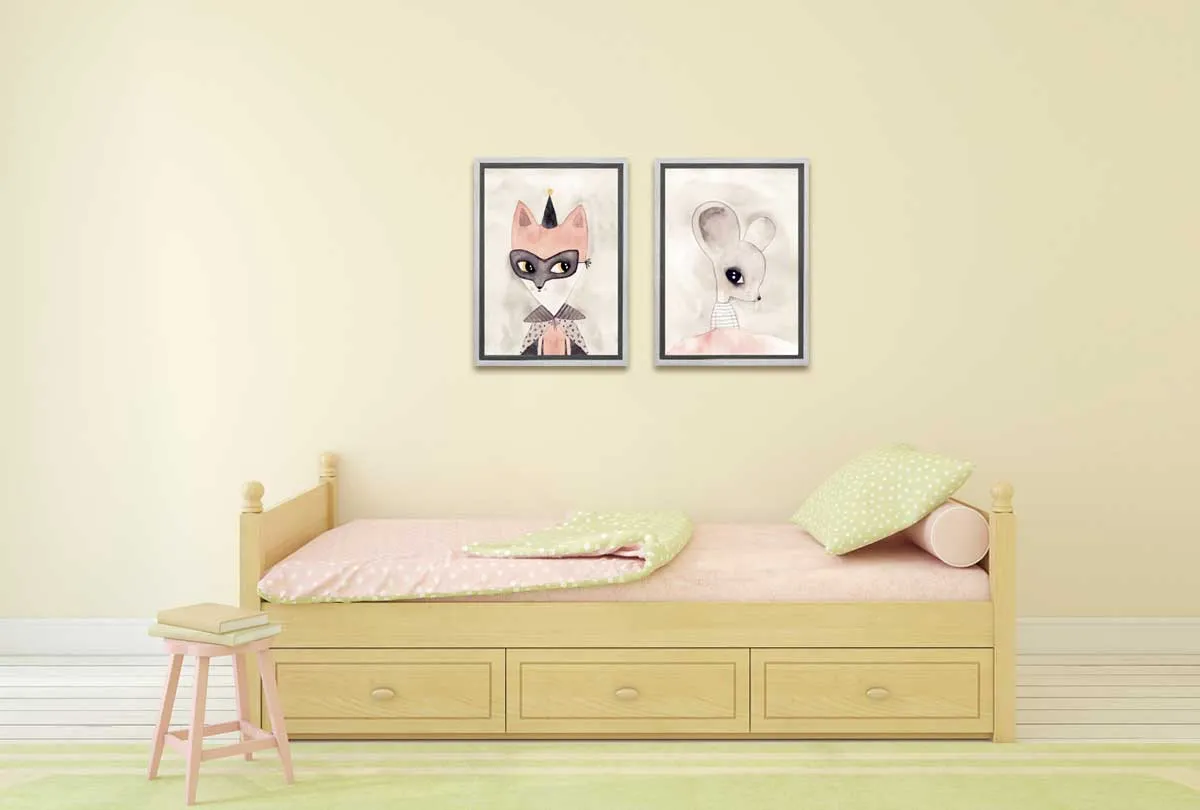 Kids Watercolour  | Set of 2 | Canvas Wall Art Print